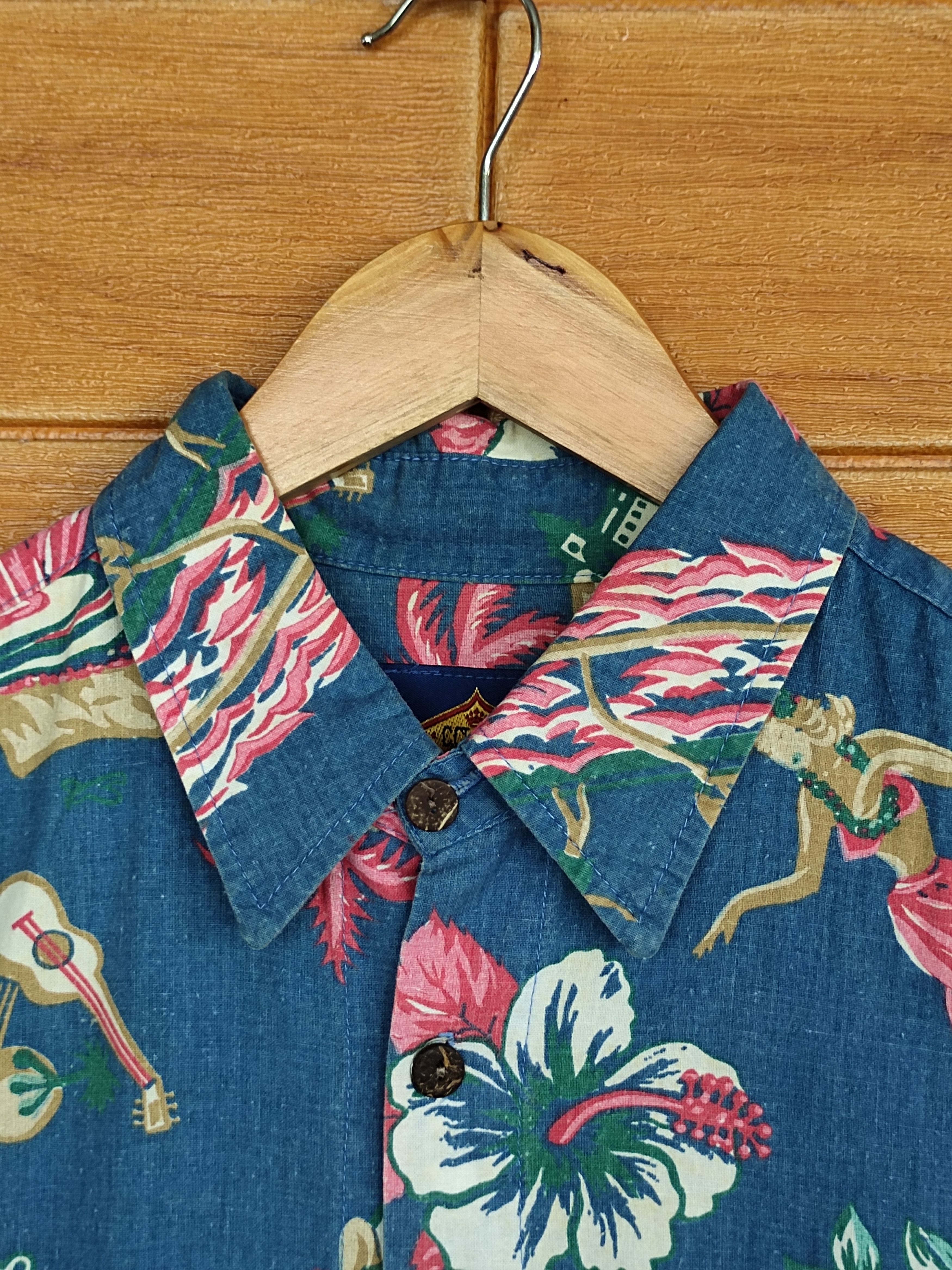 Vintage Vintage C.Classic Hula Girls Hibiscus Hawaiian Shirt Size US L / EU 52-54 / 3 - 3 Thumbnail