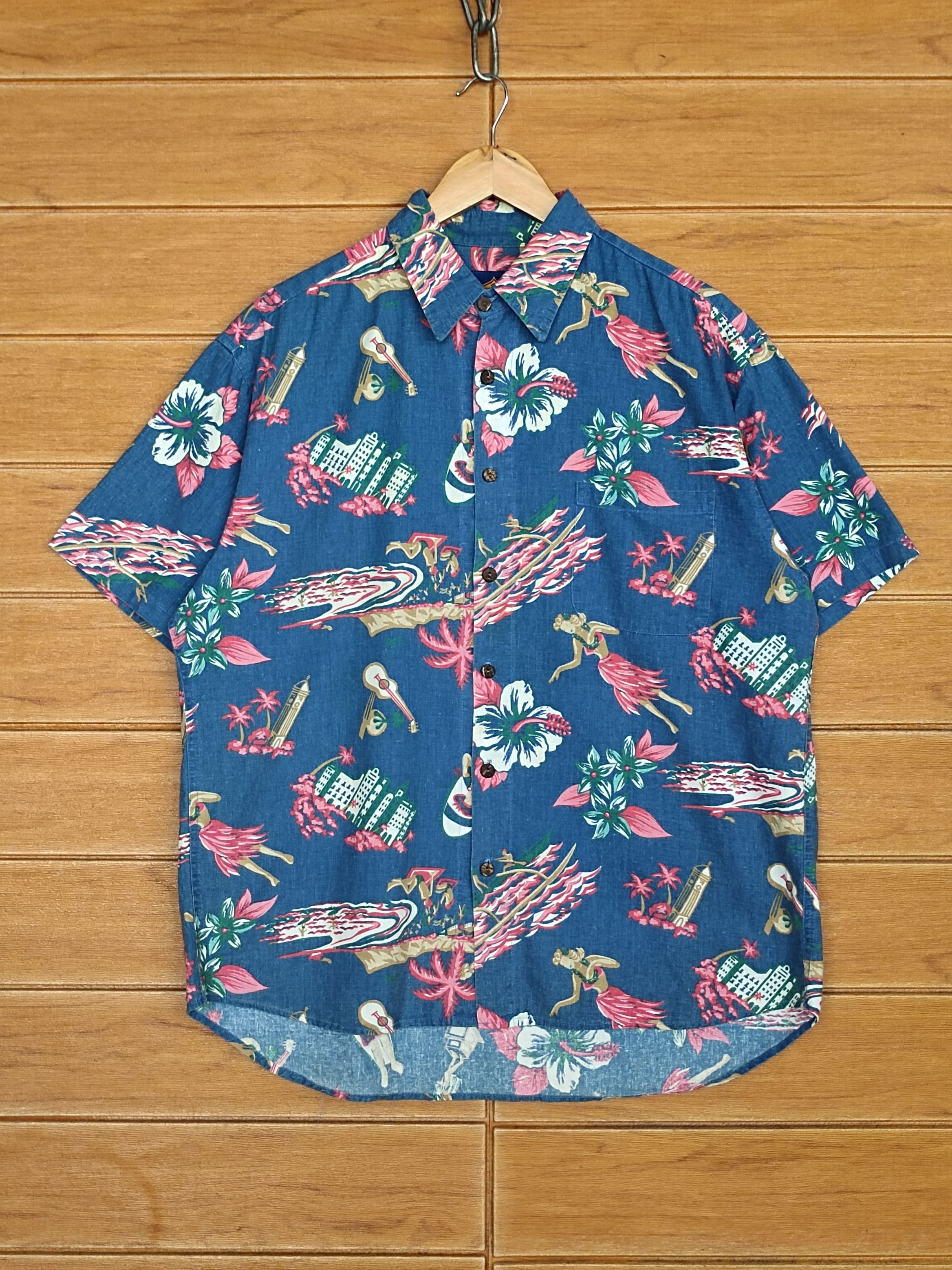 Vintage Vintage C.Classic Hula Girls Hibiscus Hawaiian Shirt Size US L / EU 52-54 / 3 - 2 Thumbnail