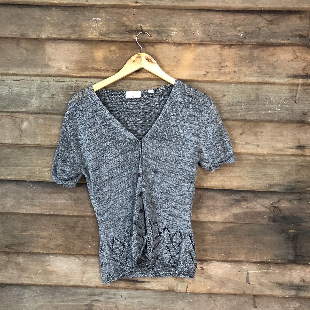 Homespun Knitwear Target crochet grey cardigan knitwear #7122 Size S / US 4 / IT 40 - 1 Thumbnail