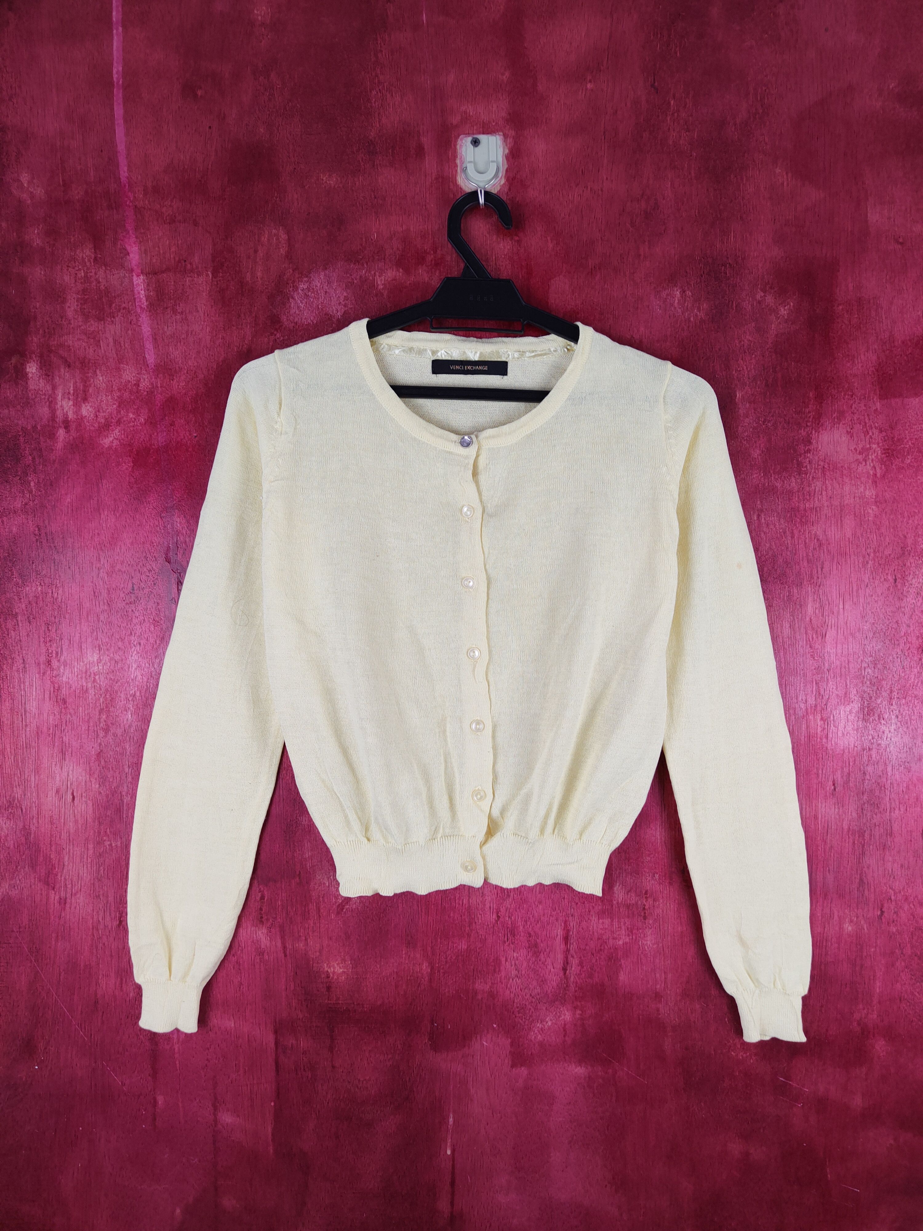 Japanese Brand Venc Exchange Yellow Crop Tops Cardigan #S855 Size S / US 4 / IT 40 - 1 Thumbnail
