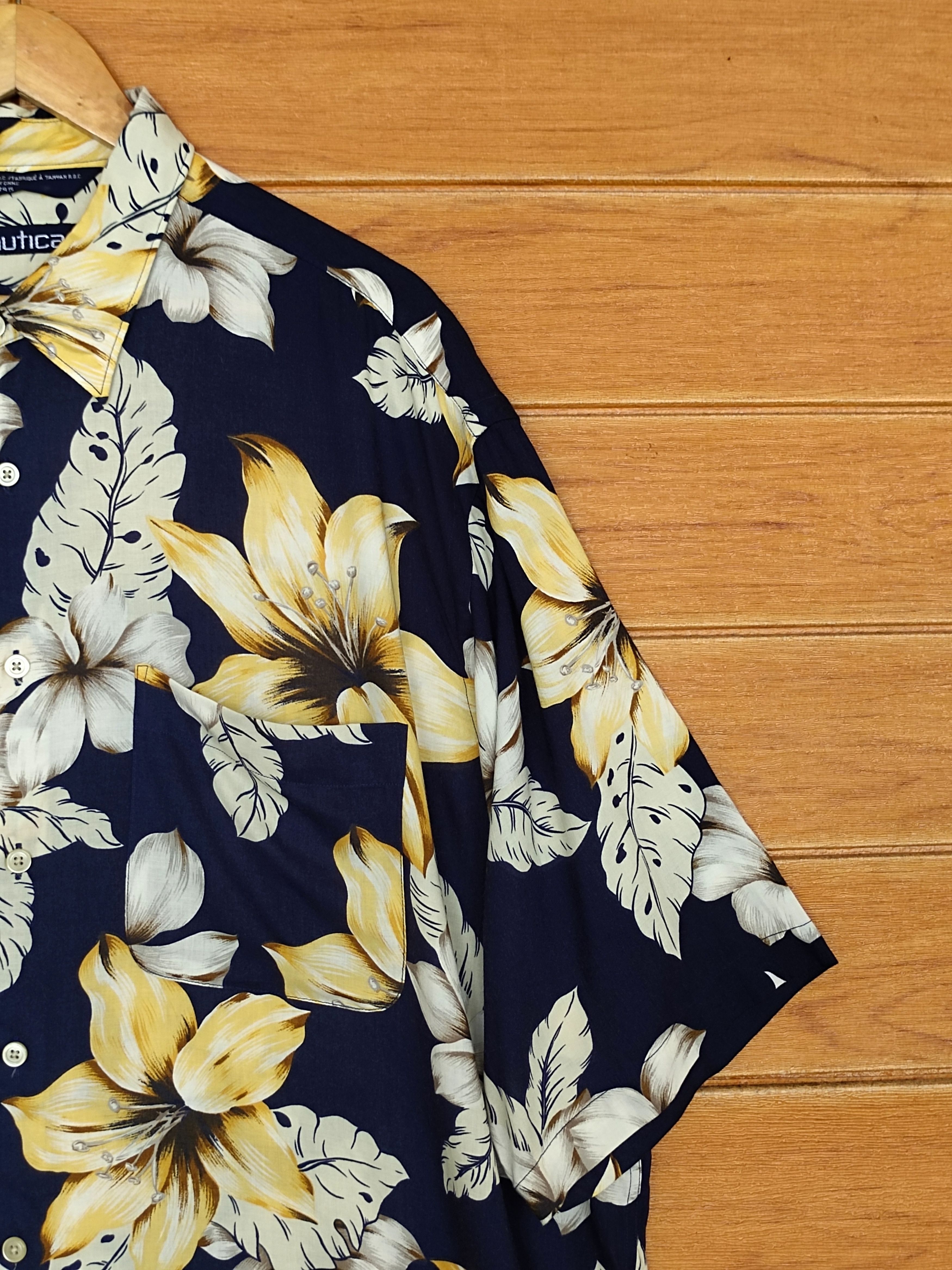 Nautica Vintage 90s Nautica leaf Motive Rayon Oversize Hawaiian Size US XL / EU 56 / 4 - 4 Thumbnail