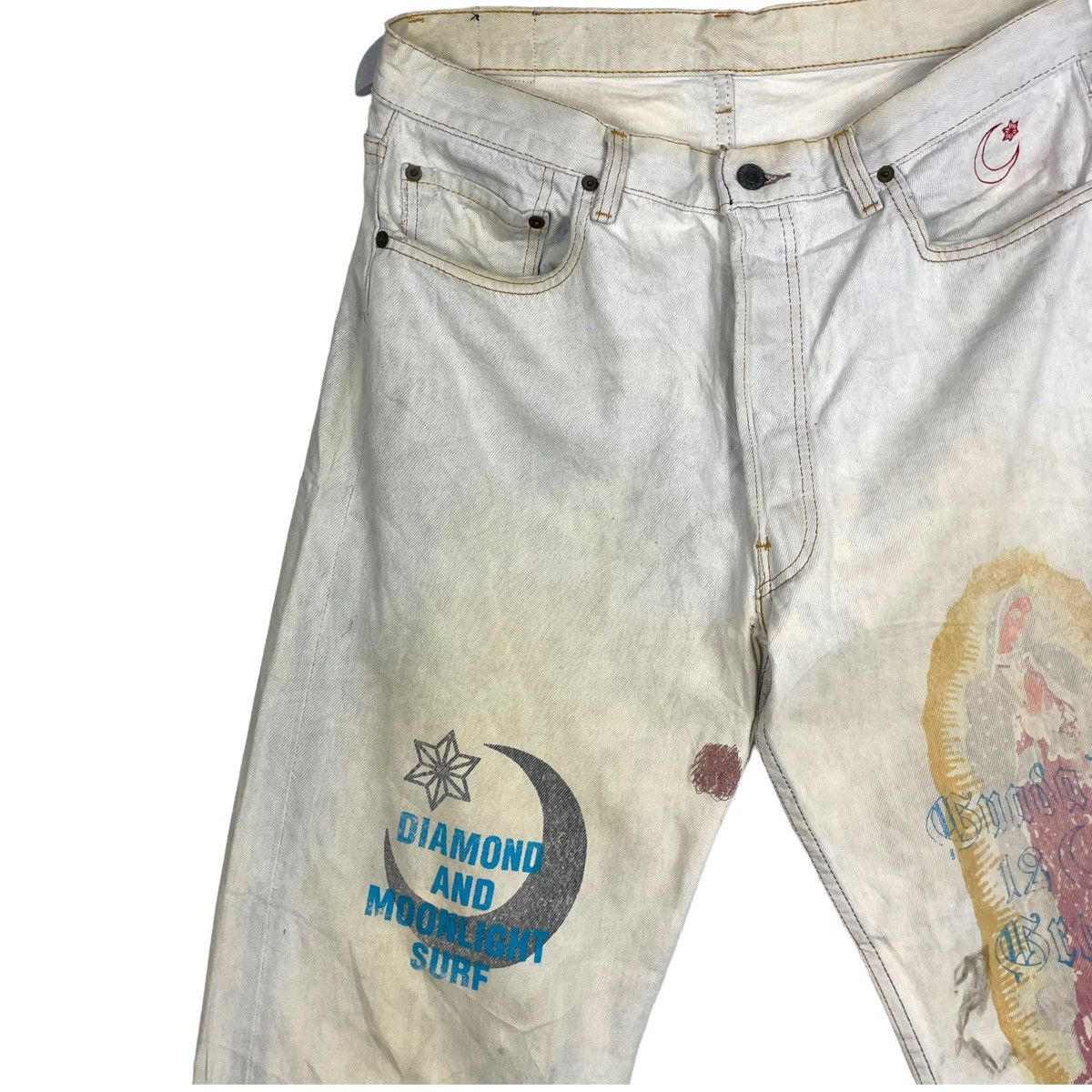 Japanese Brand × Levi's Vintage Clothing 💥 LEVIS X DIAMOND MOONLIGHT SURF CUSTOM PRINTED JEAN Size US 34 / EU 50 - 5 Thumbnail