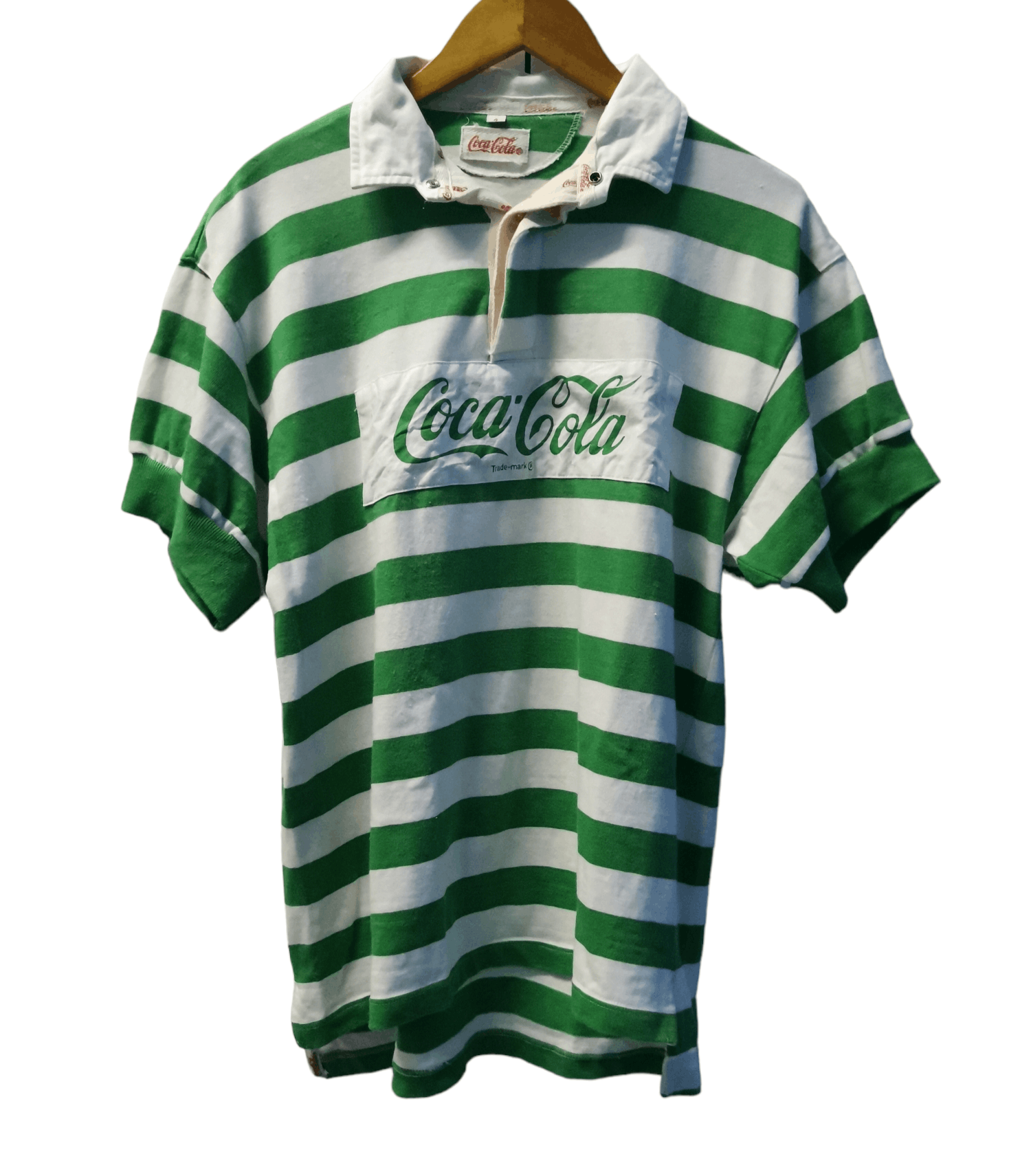Vintage Vintage Coca-Cola 1990 Polo Rugby Striped Spell Out Stadium Size US XL / EU 56 / 4 - 1 Thumbnail