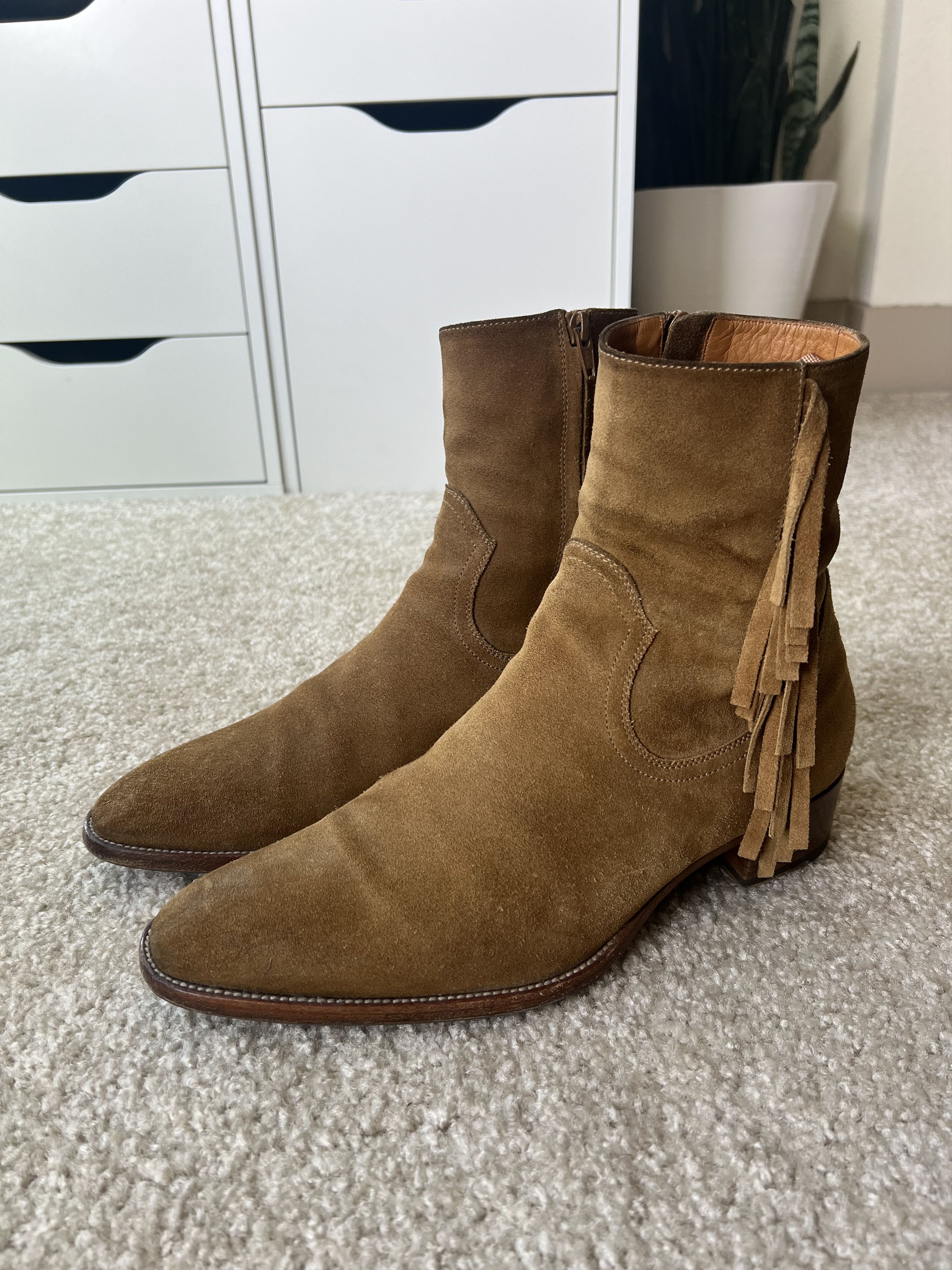 Hedi Slimane × Saint Laurent Paris SS16 Wyatt 40 Fringed Boots In  