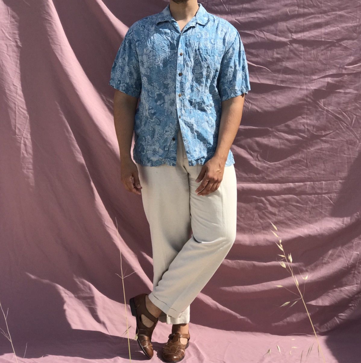 Vintage PURE TEXTURED SILK SUMMER SHIRT Size US M / EU 48-50 / 2 - 3 Thumbnail