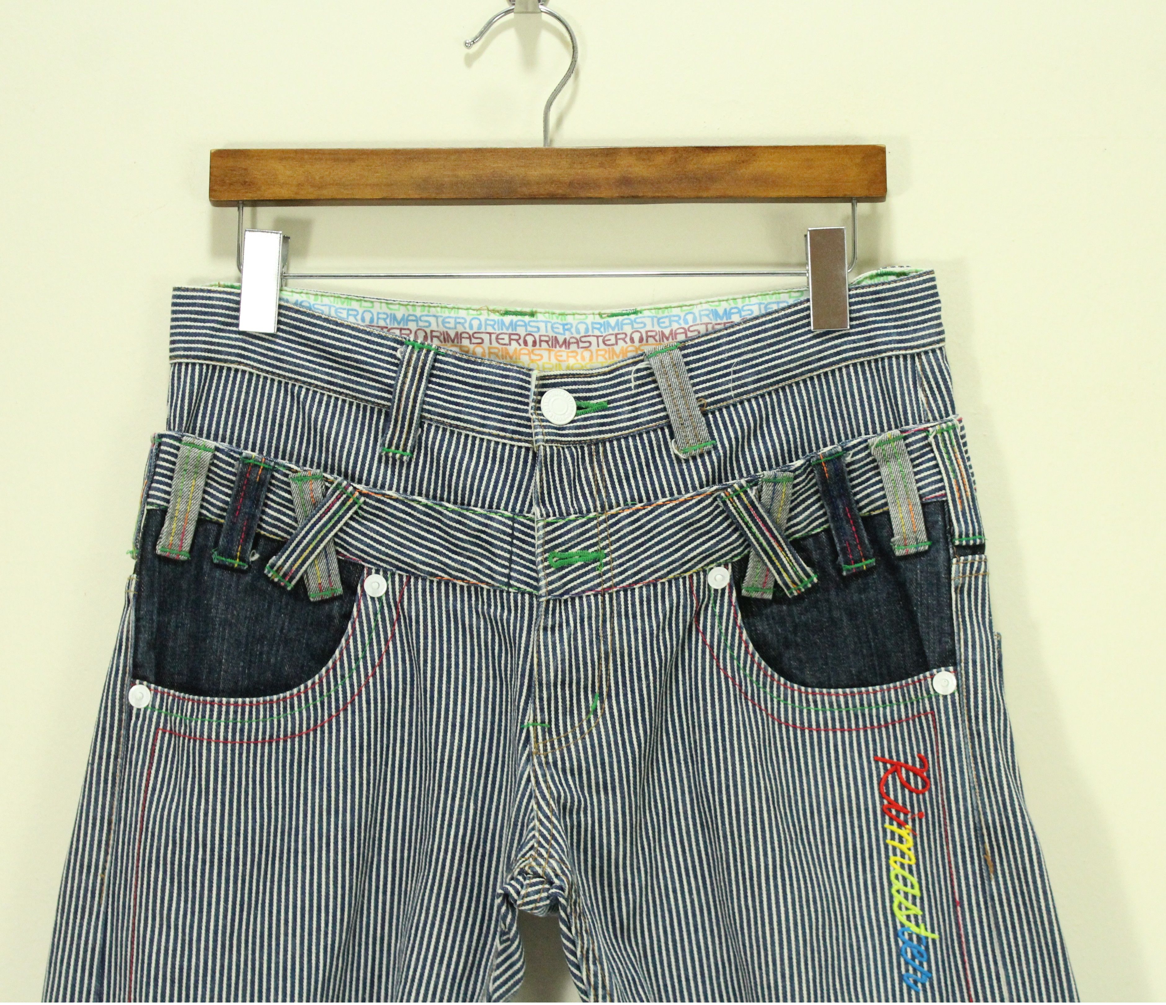 Ed Hardy × In The Attic × Tornado Mart SICK 🔥 Double Waist Hickory Pants RIMASTER Rainbow Logo Size US 32 / EU 48 - 4 Thumbnail