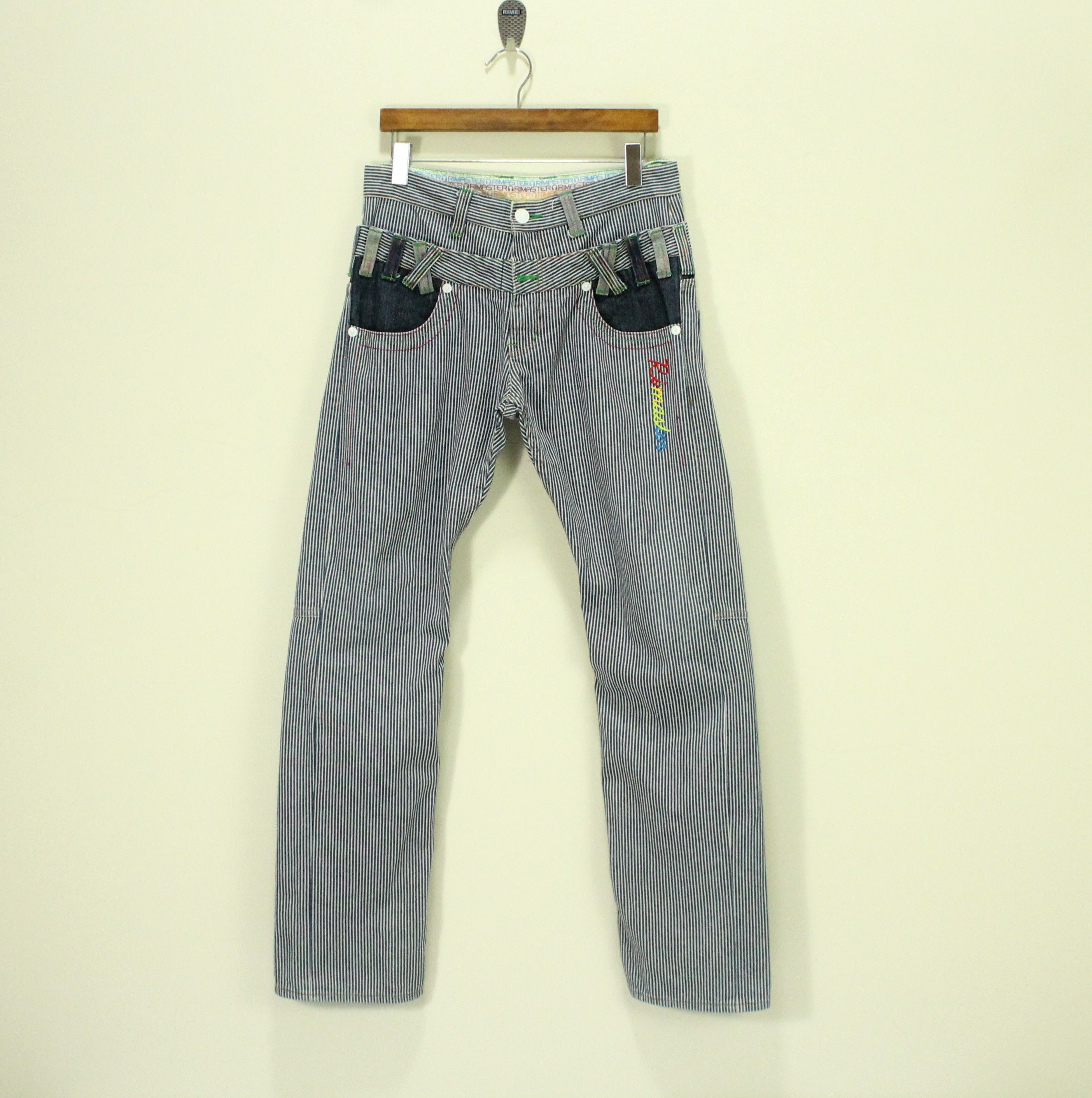Ed Hardy × In The Attic × Tornado Mart SICK 🔥 Double Waist Hickory Pants RIMASTER Rainbow Logo Size US 32 / EU 48 - 3 Thumbnail