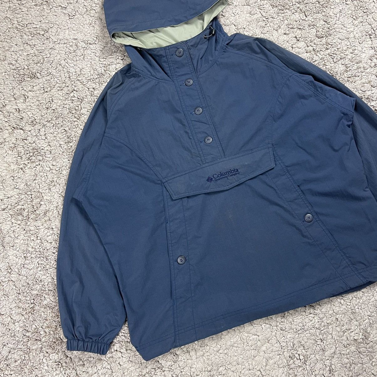 Columbia × Vintage Vintage Faded Columbia Half Button Hoodie Jacket Size US L / EU 52-54 / 3 - 3 Thumbnail