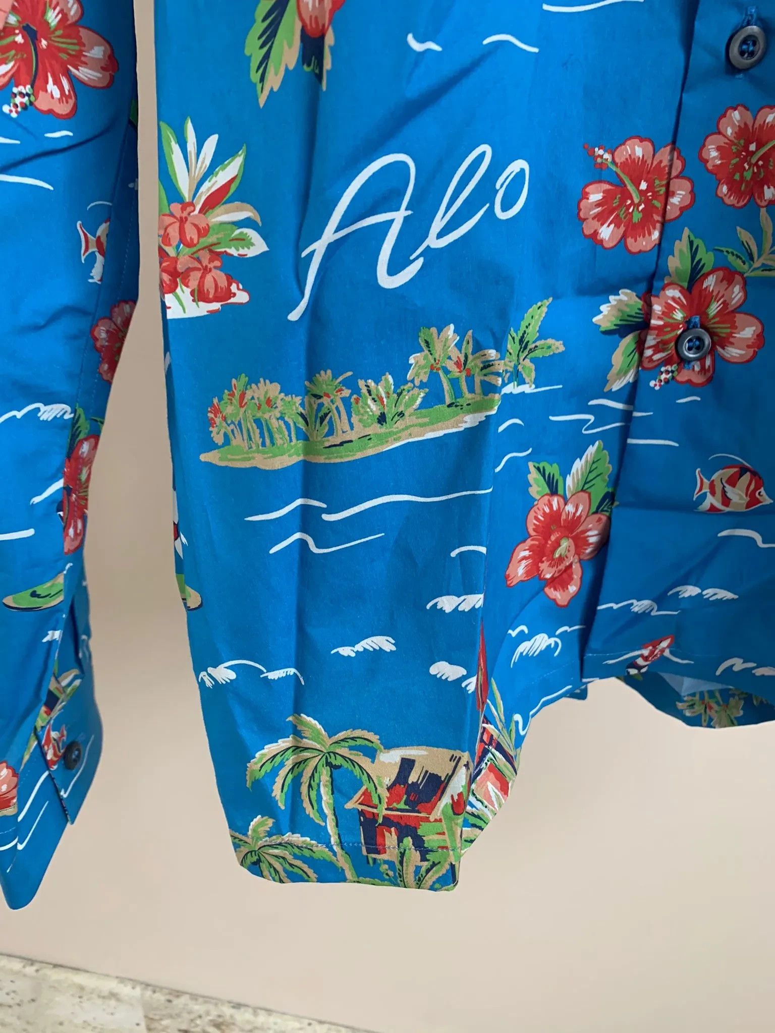 Prada o1rshd1 Hawaiian Button Up Shirt in Blue Size US S / EU 44-46 / 1 - 4 Thumbnail