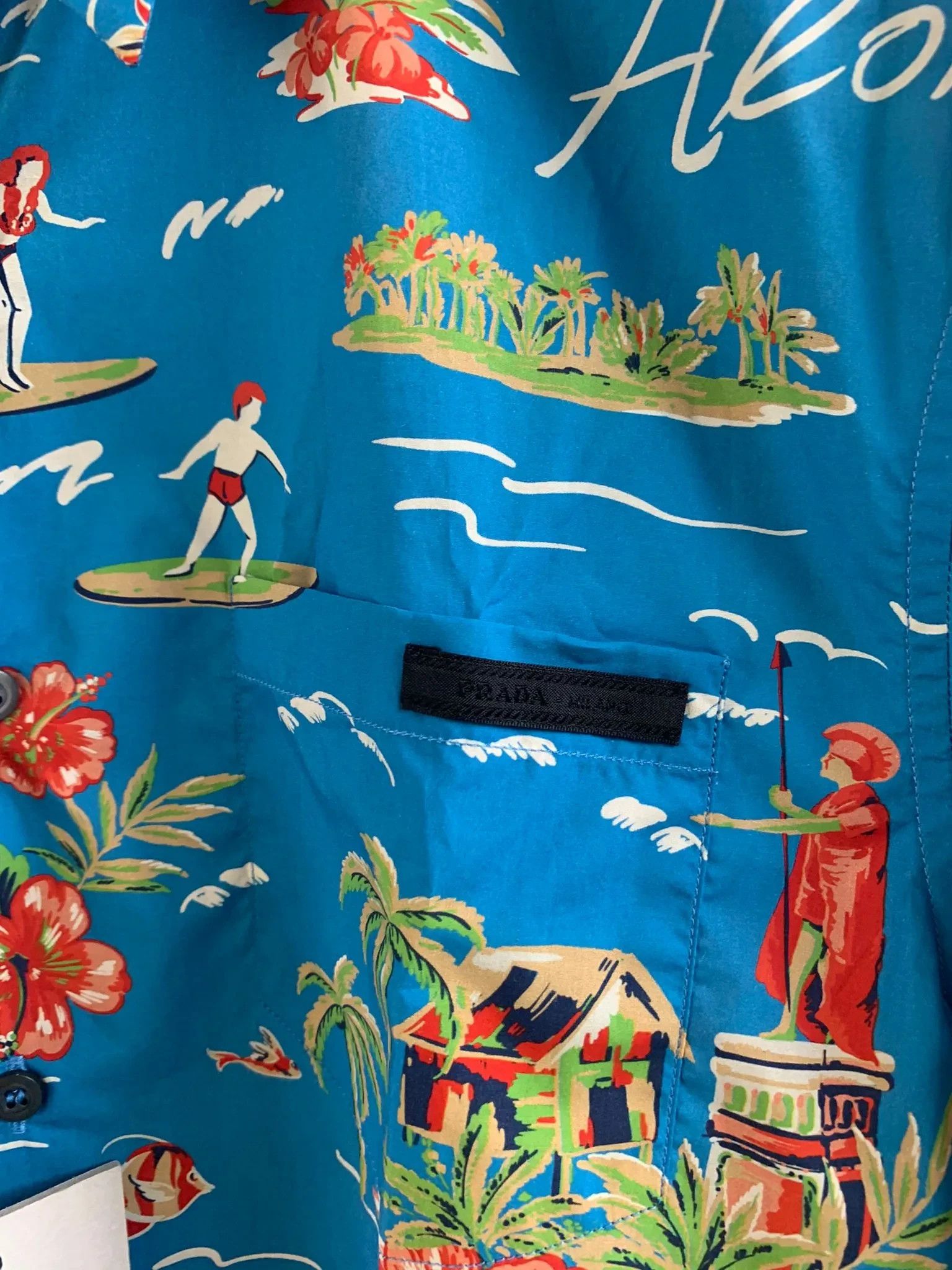 Prada o1rshd1 Hawaiian Button Up Shirt in Blue Size US S / EU 44-46 / 1 - 9 Thumbnail