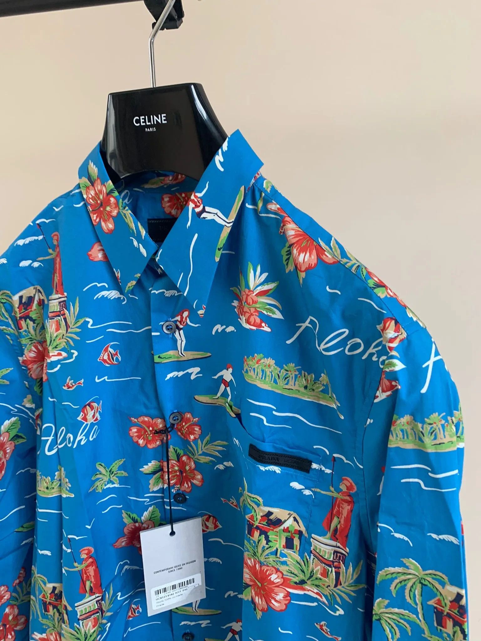Prada o1rshd1 Hawaiian Button Up Shirt in Blue Size US S / EU 44-46 / 1 - 10 Thumbnail