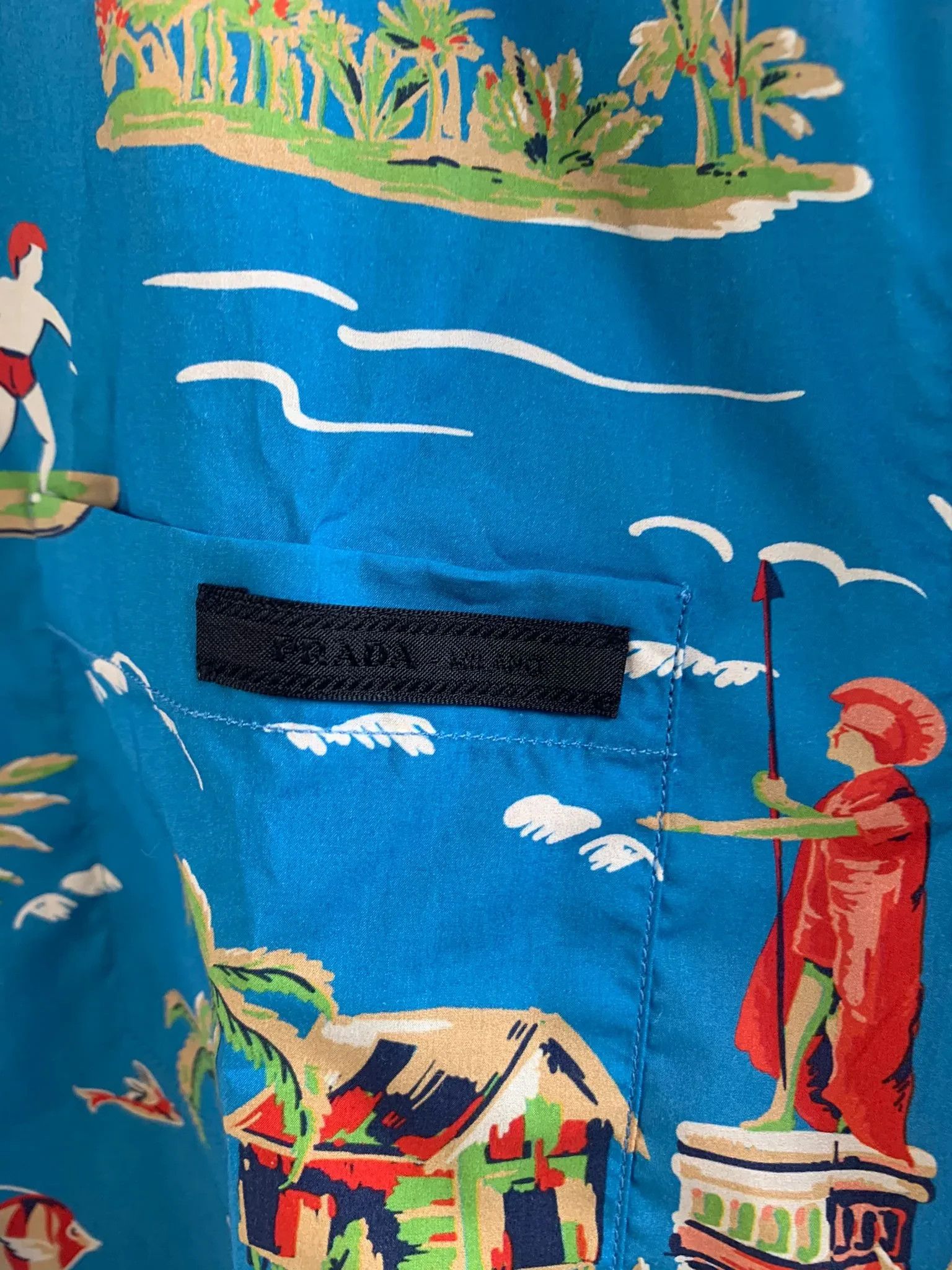 Prada o1rshd1 Hawaiian Button Up Shirt in Blue Size US S / EU 44-46 / 1 - 8 Thumbnail