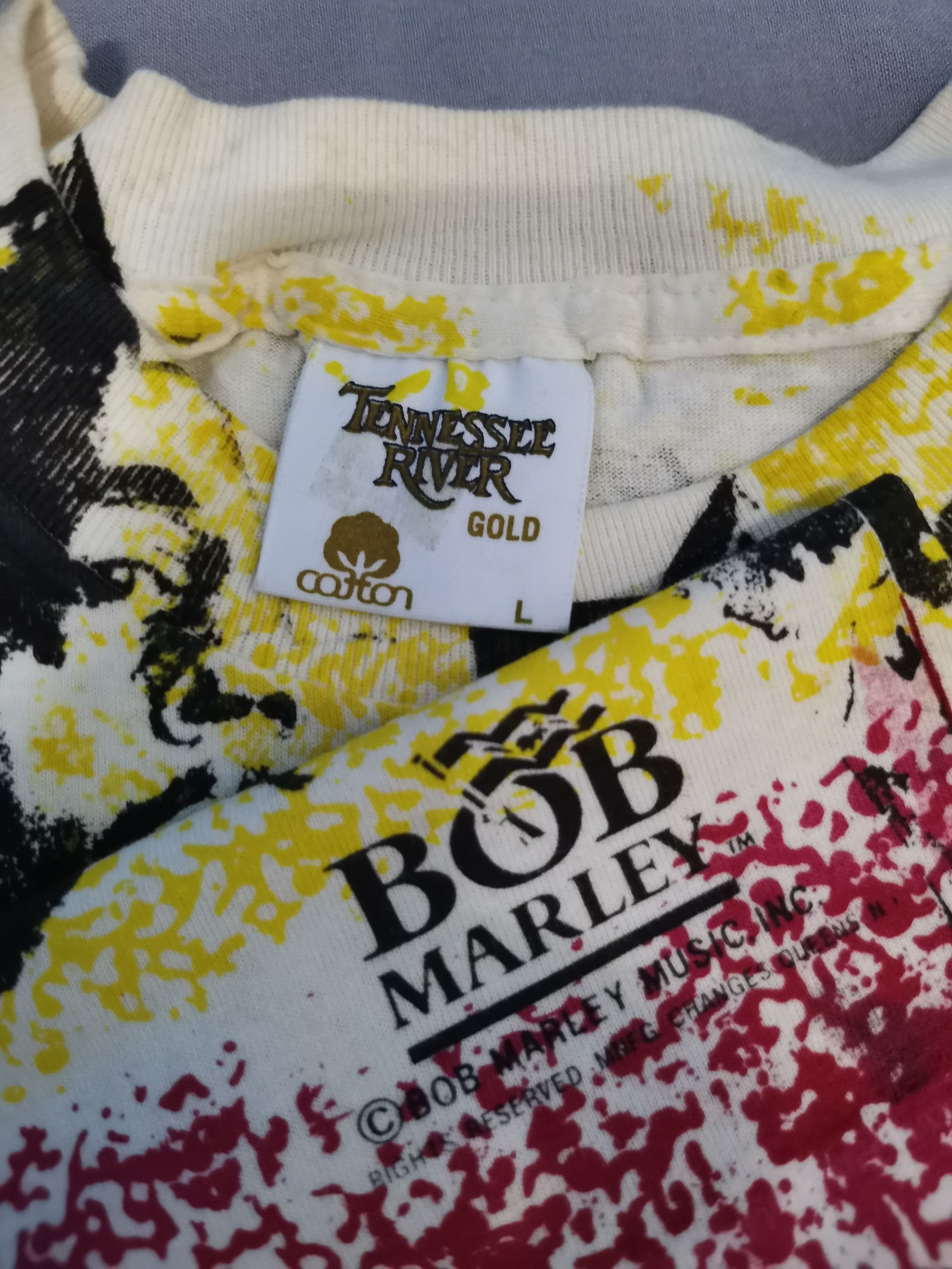 Rap Tees Vintage Bob Marley Music Inc Rap Tee All Over Print Stitches Size US L / EU 52-54 / 3 - 4 Thumbnail