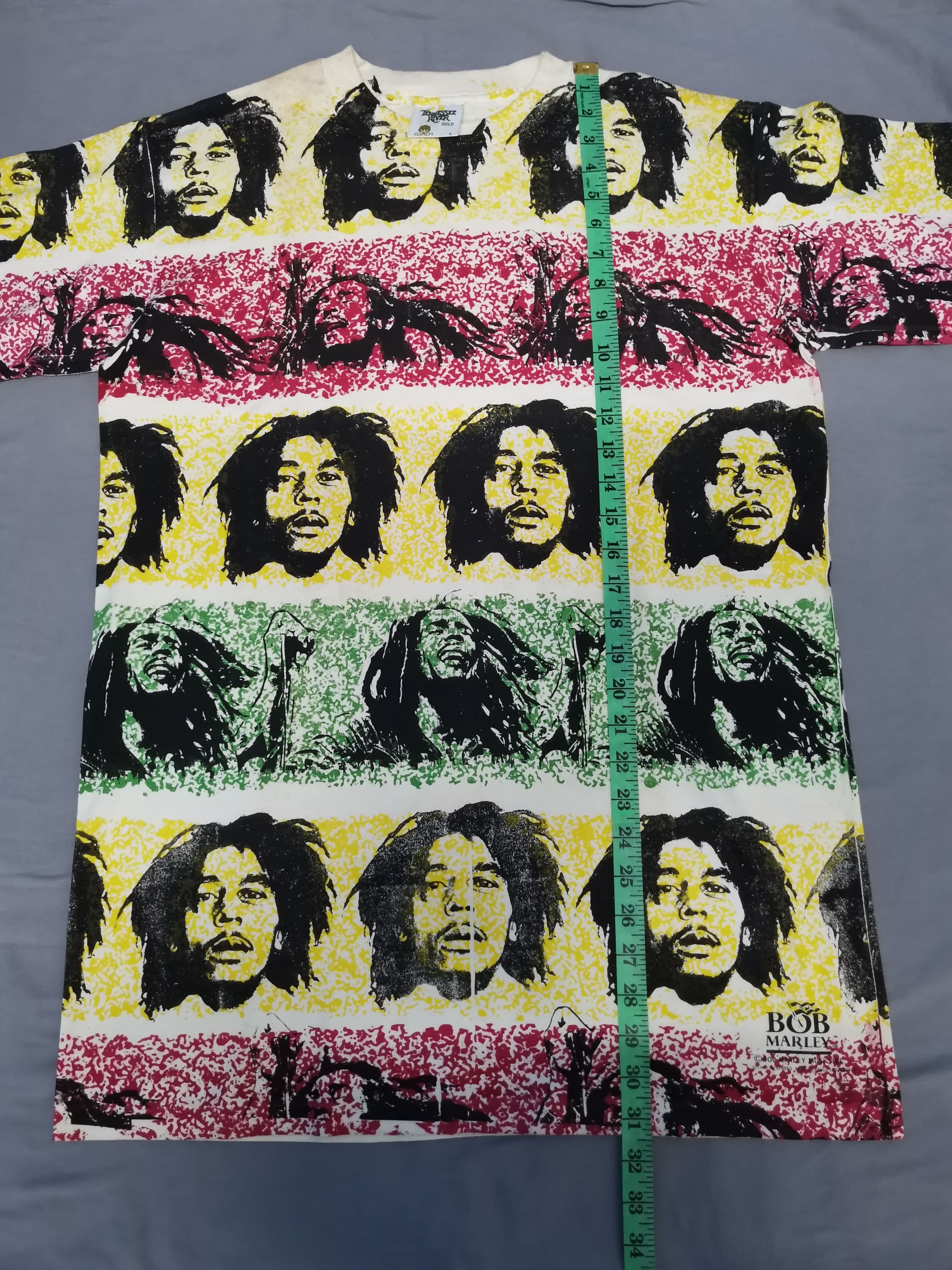 Rap Tees Vintage Bob Marley Music Inc Rap Tee All Over Print Stitches Size US L / EU 52-54 / 3 - 5 Thumbnail