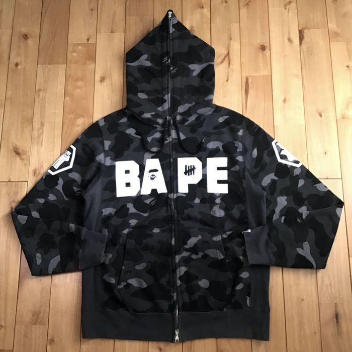 Bape BAPE undefeated full zip hoodie black camo Grailed