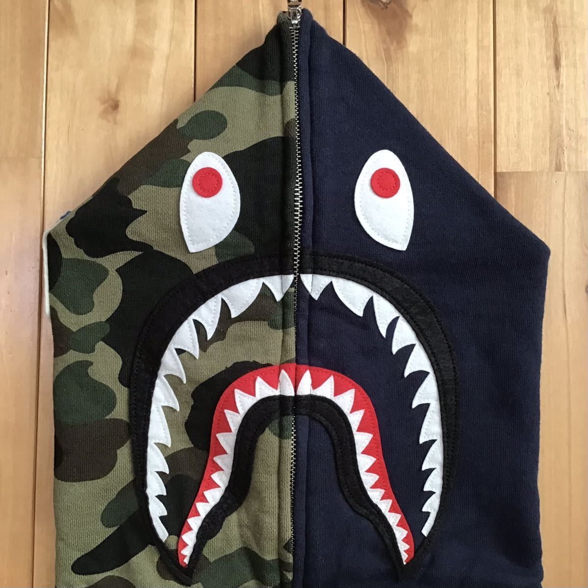 Bape BAPE 1st camo green × navy shark full zip hoodie Size US XL / EU 56 / 4 - 2 Thumbnail