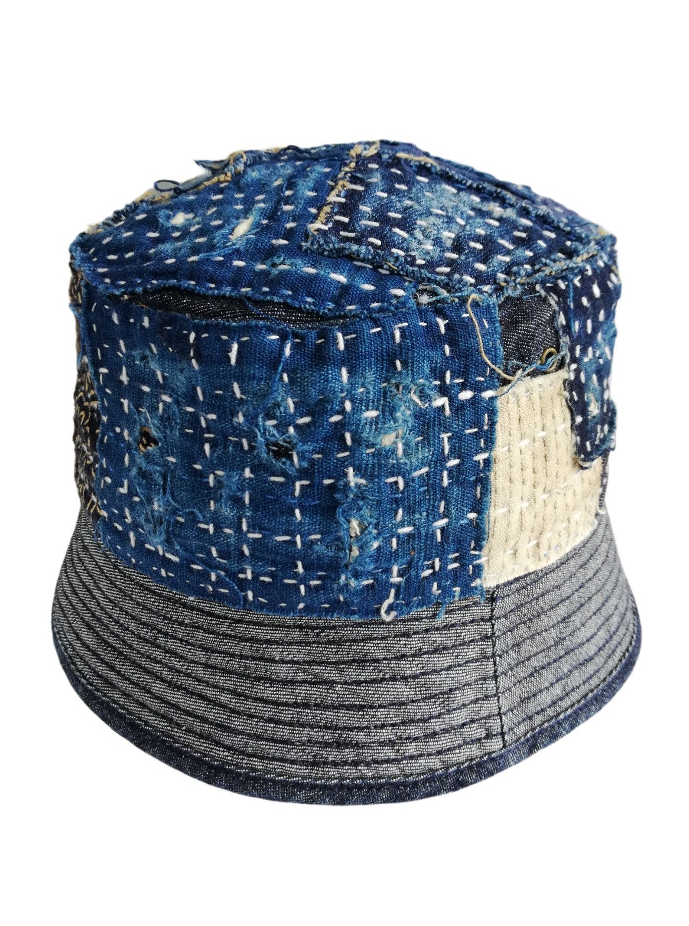 Japanese Brand 🔥Authentic🇯🇵 Boro Patchwork Sashiko Fisherman Bucket Hat Size ONE SIZE - 11 Thumbnail