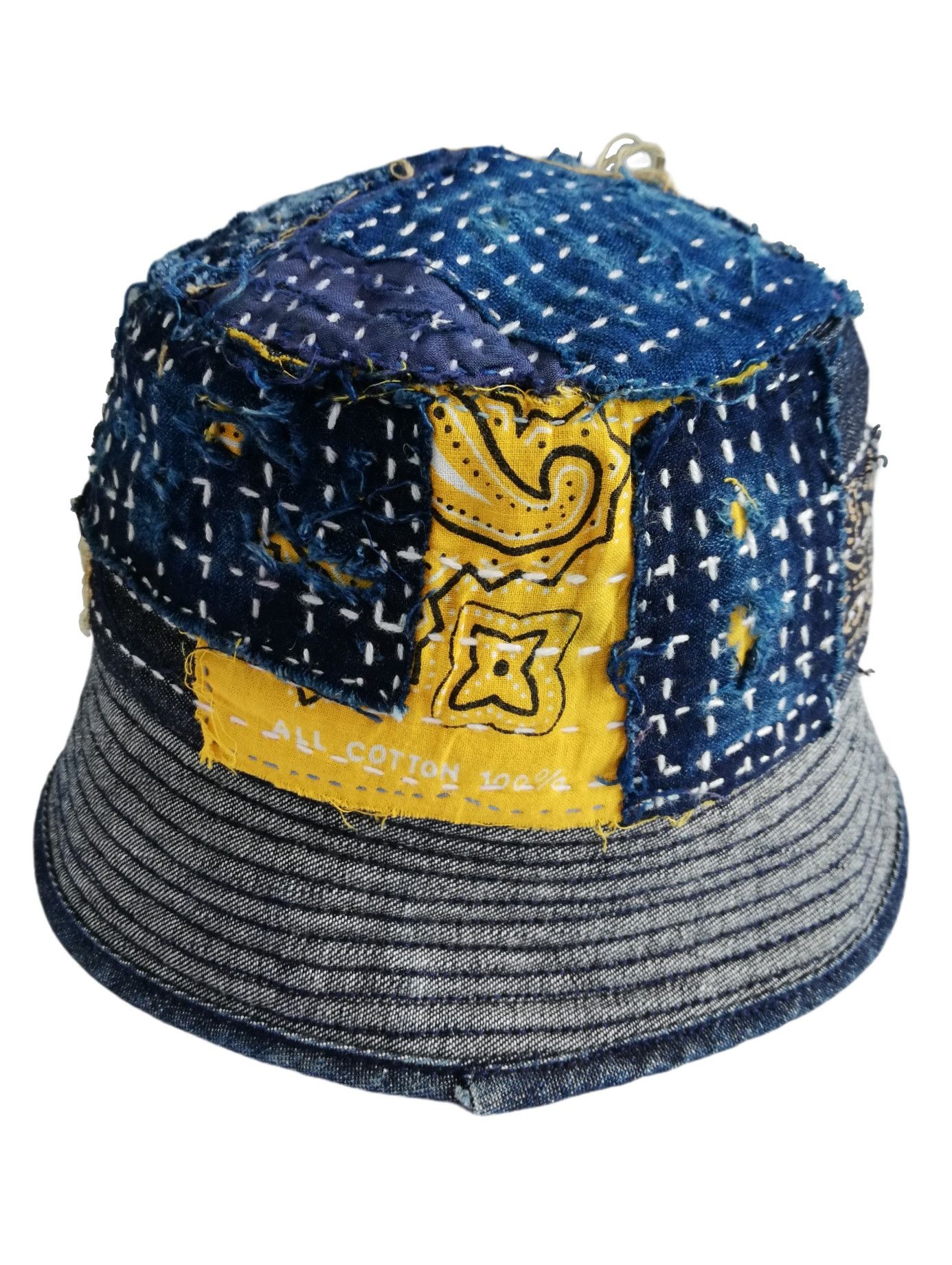 Japanese Brand 🔥Authentic🇯🇵 Boro Patchwork Sashiko Fisherman Bucket Hat Size ONE SIZE - 13 Thumbnail