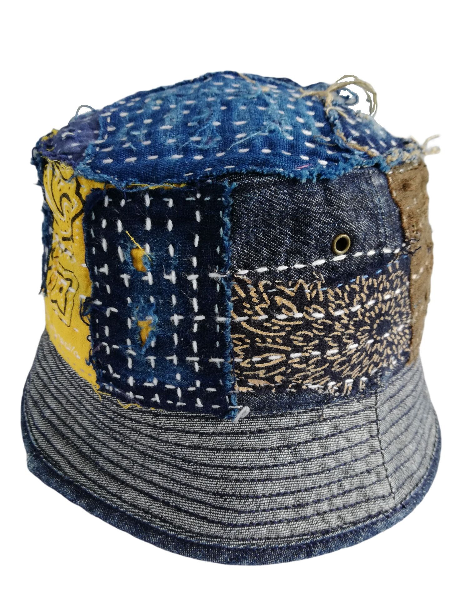 Japanese Brand 🔥Authentic🇯🇵 Boro Patchwork Sashiko Fisherman Bucket Hat Size ONE SIZE - 14 Thumbnail