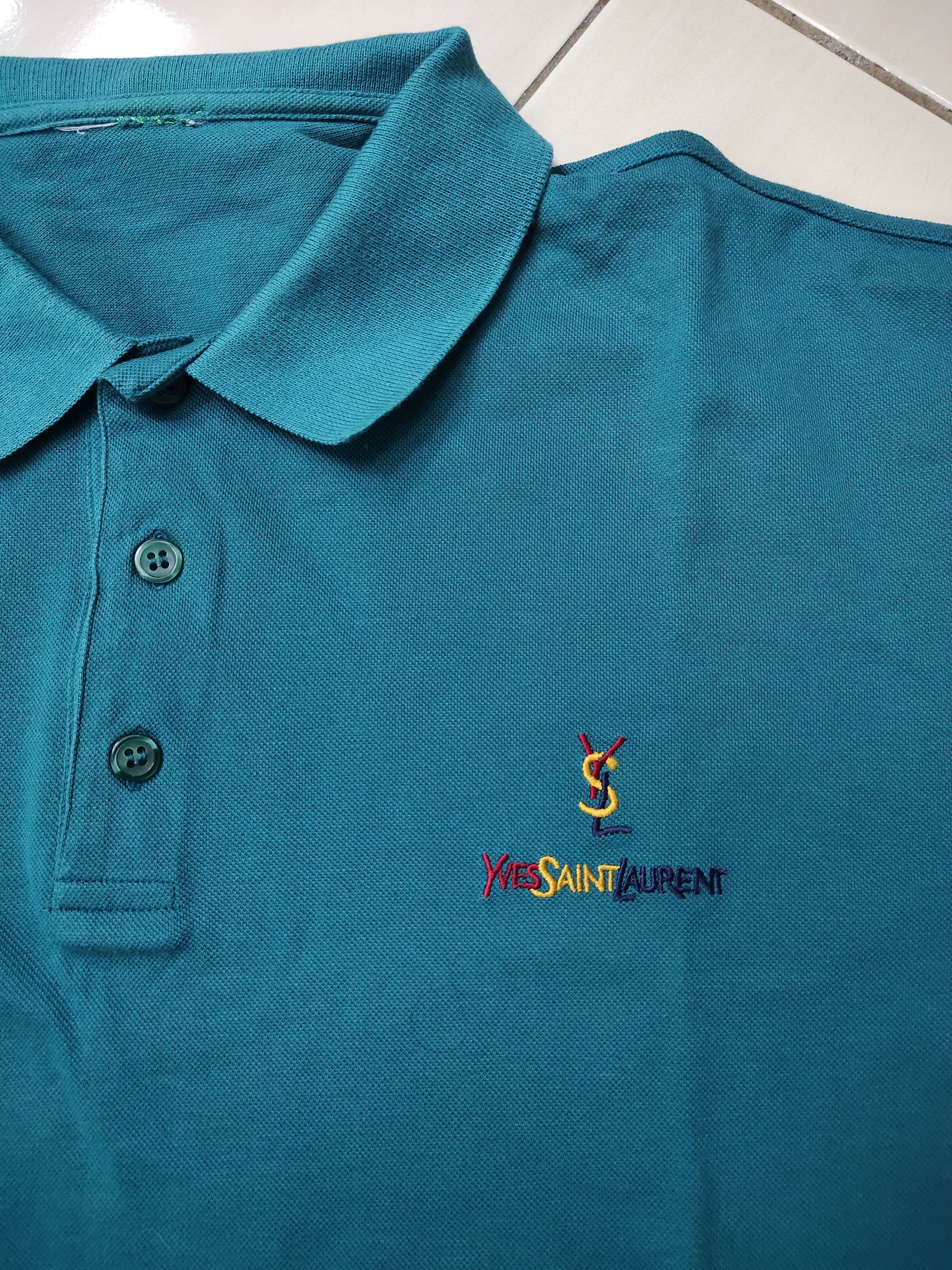 Yves Saint Laurent Vintage Tri-colour Embroidered Yves Saint Laurent Polo Size US L / EU 52-54 / 3 - 1 Thumbnail