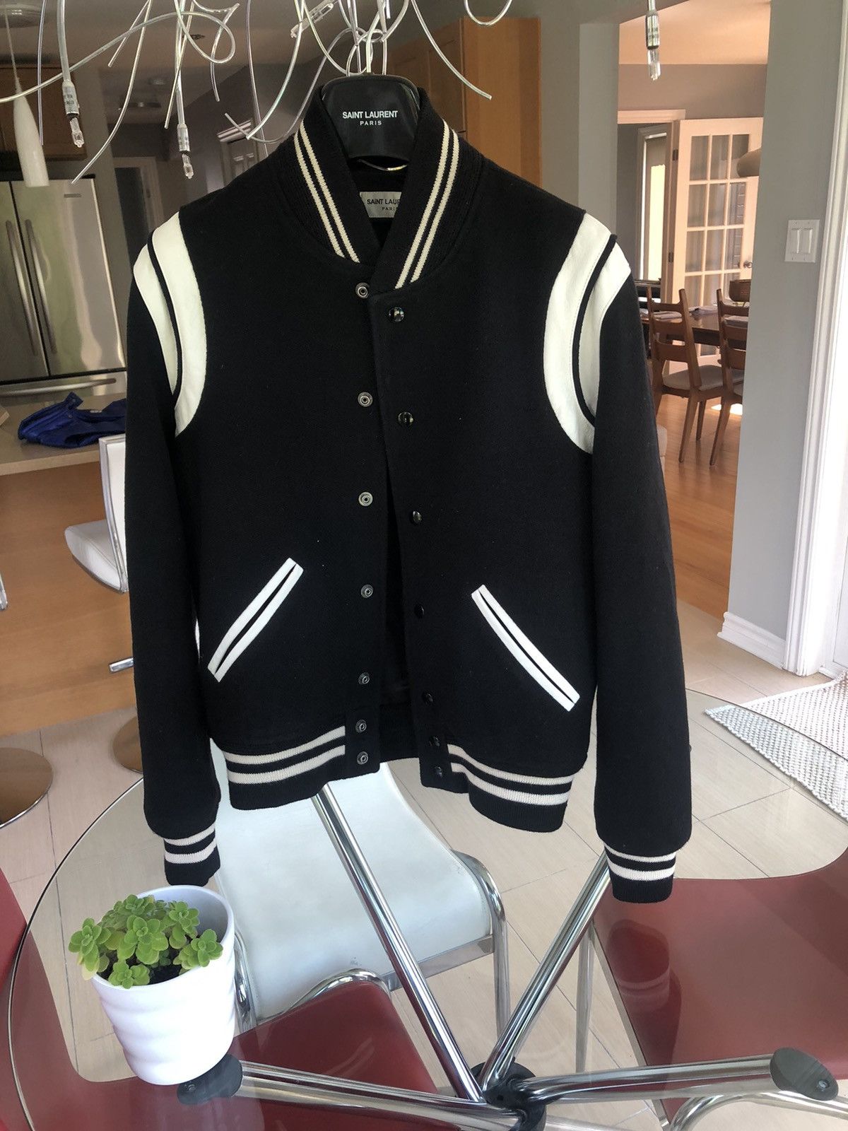image of Hedi Slimane x Saint Laurent Paris Teddy Bomber Jacket Black Small, Men's