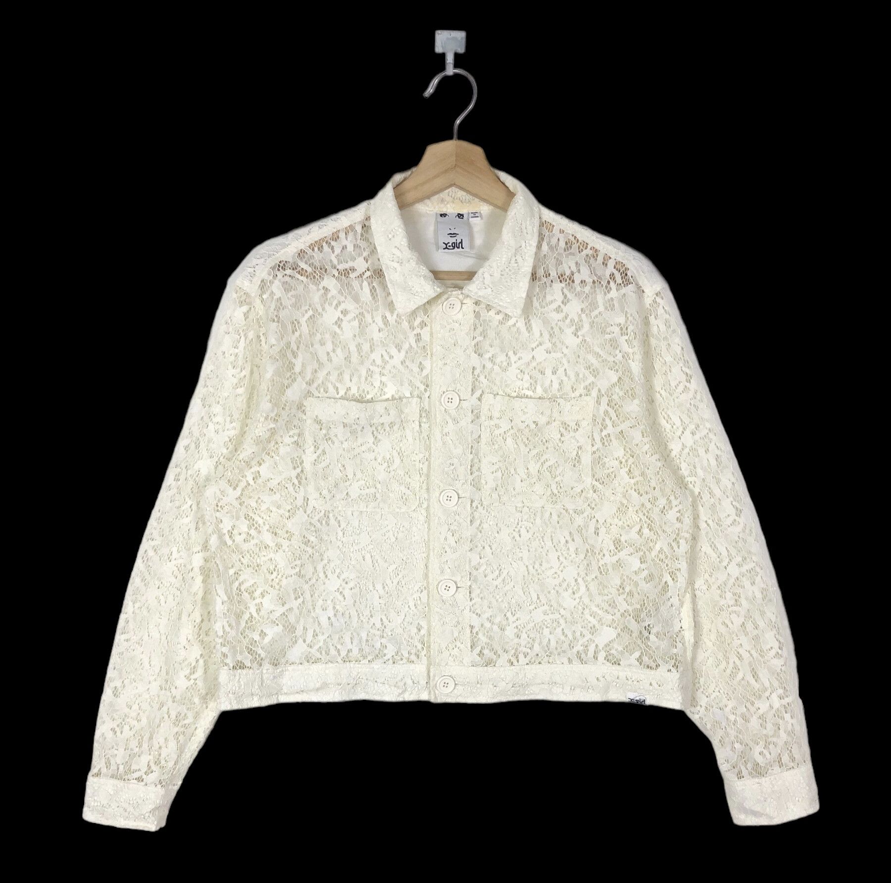 RARE🔥X-GIRL JAPAN LACE LIGHTWEIGHT CROP SHIRT JACKET LOOSE
