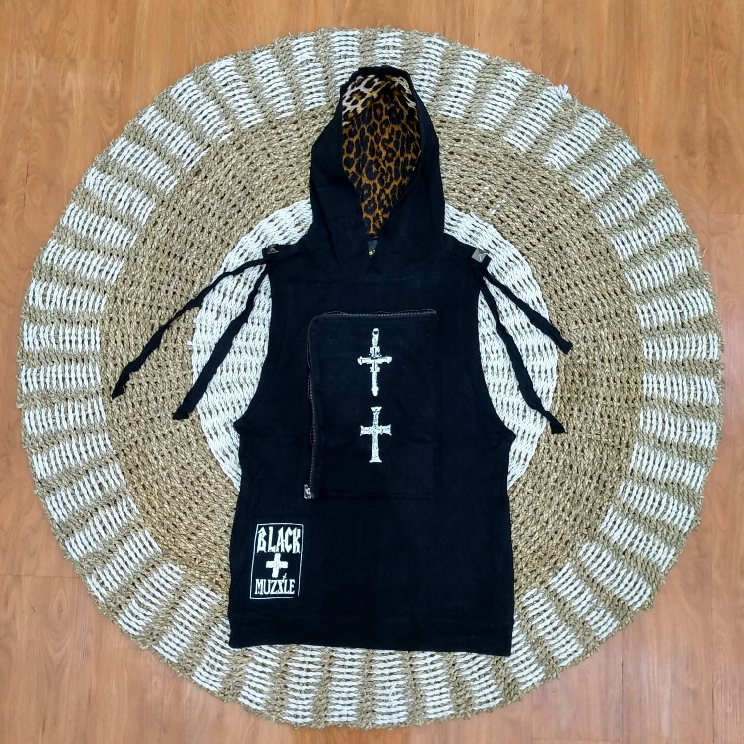 Japanese Brand Japanese bondage cross studed black hooded vest Size US M / EU 48-50 / 2 - 1 Thumbnail