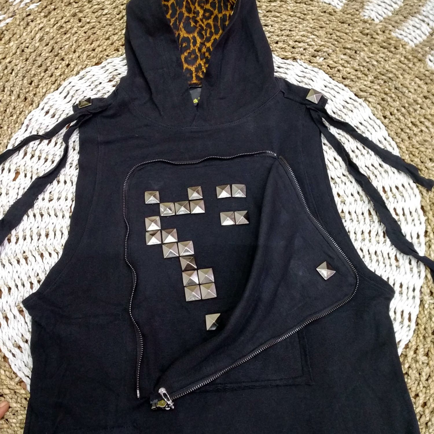 Japanese Brand Japanese bondage cross studed black hooded vest Size US M / EU 48-50 / 2 - 4 Thumbnail