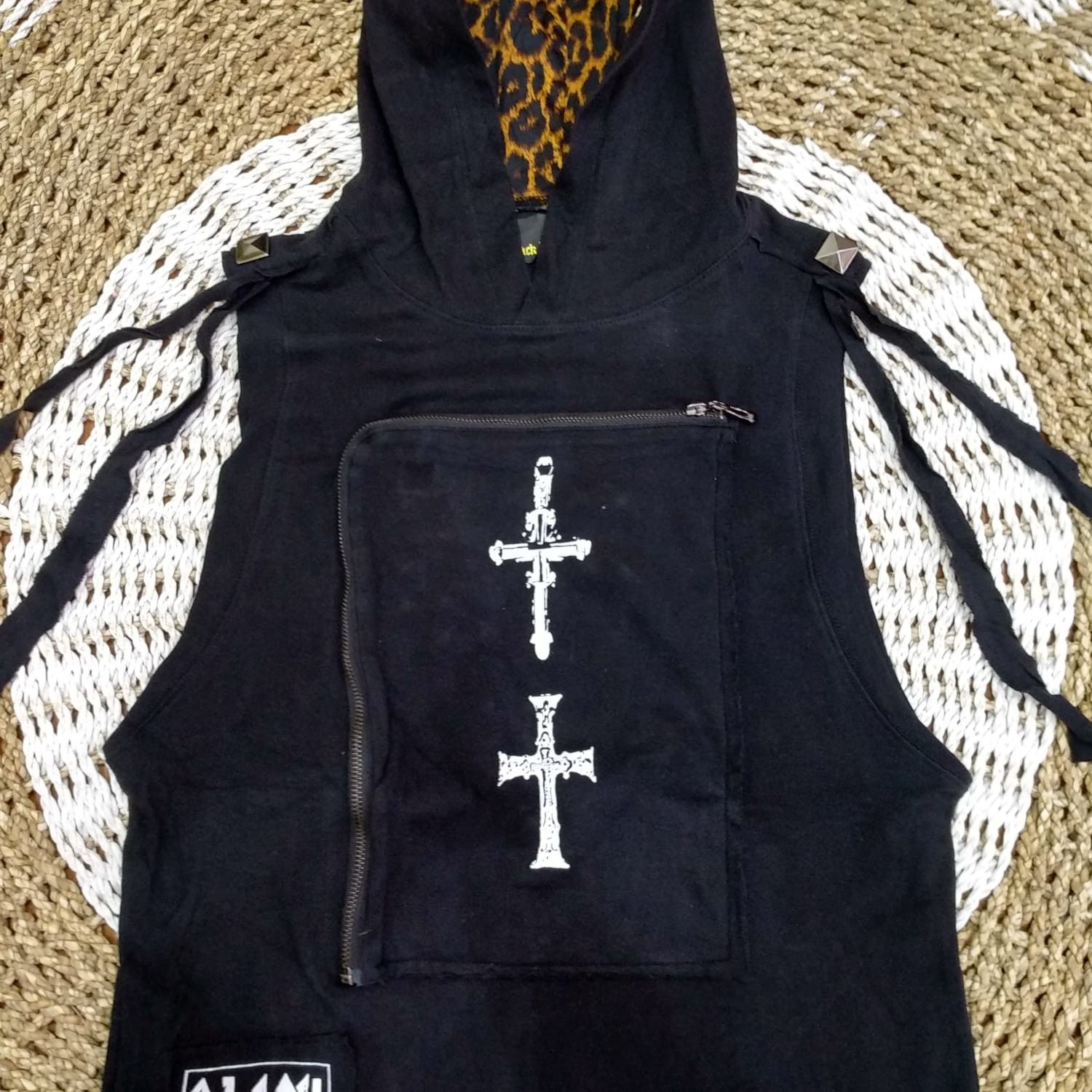 Japanese Brand Japanese bondage cross studed black hooded vest Size US M / EU 48-50 / 2 - 3 Thumbnail