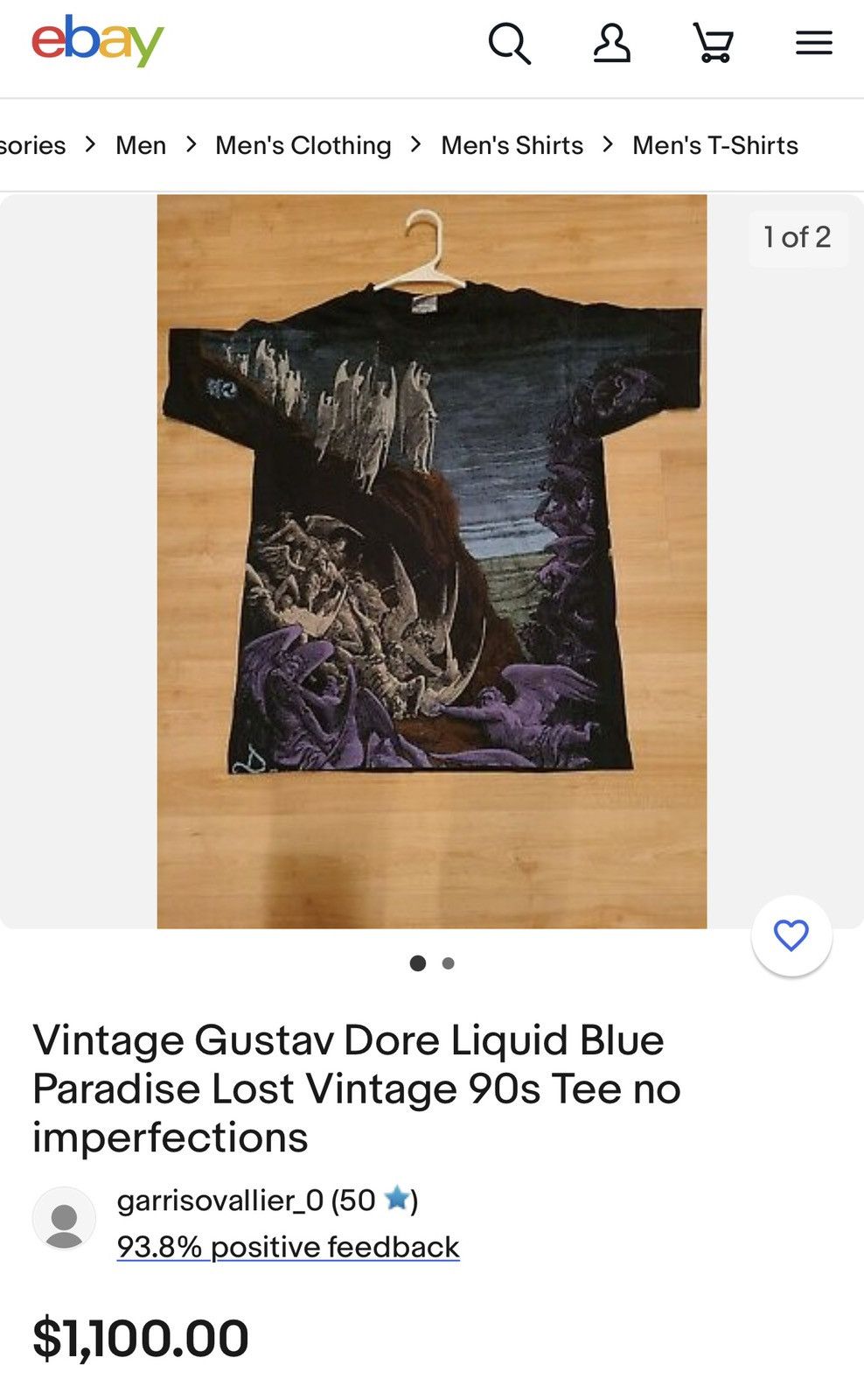 Liquid Blue × Vintage Vintage 90s Guatave Dore Paradise Lost Angel And Demons Size US L / EU 52-54 / 3 - 3 Thumbnail