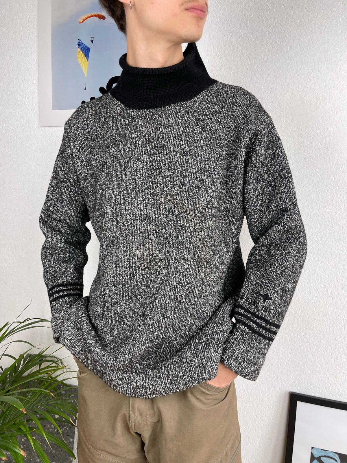 image of Stone Island Knit Sweater Vintage Aw98 1998 in Grey, Men's (Size Large)