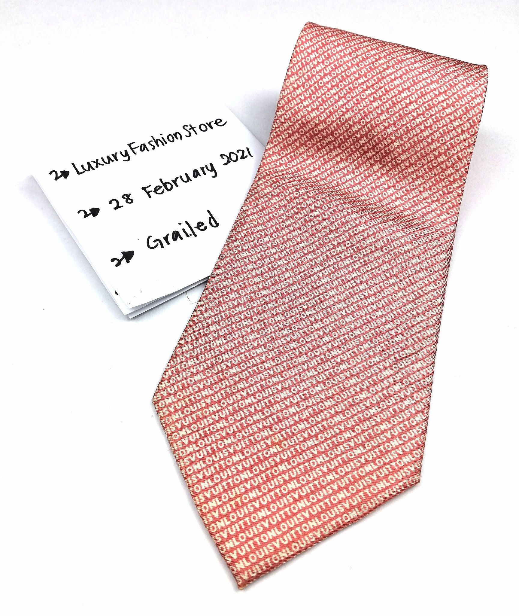 Louis Vuitton Louis Vuitton Necktie Full Printed Pink Colour Luxury Style Size ONE SIZE - 2 Thumbnail