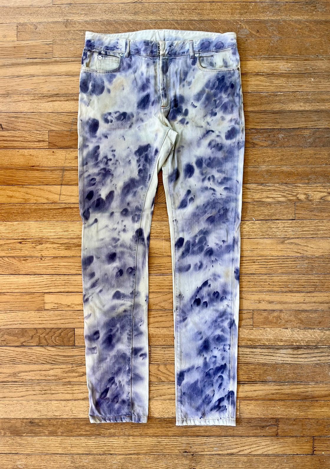 image of Maison Margiela Margiela Fall 2015 Ink Splatter Paint Denim in White, Men's (Size 32)