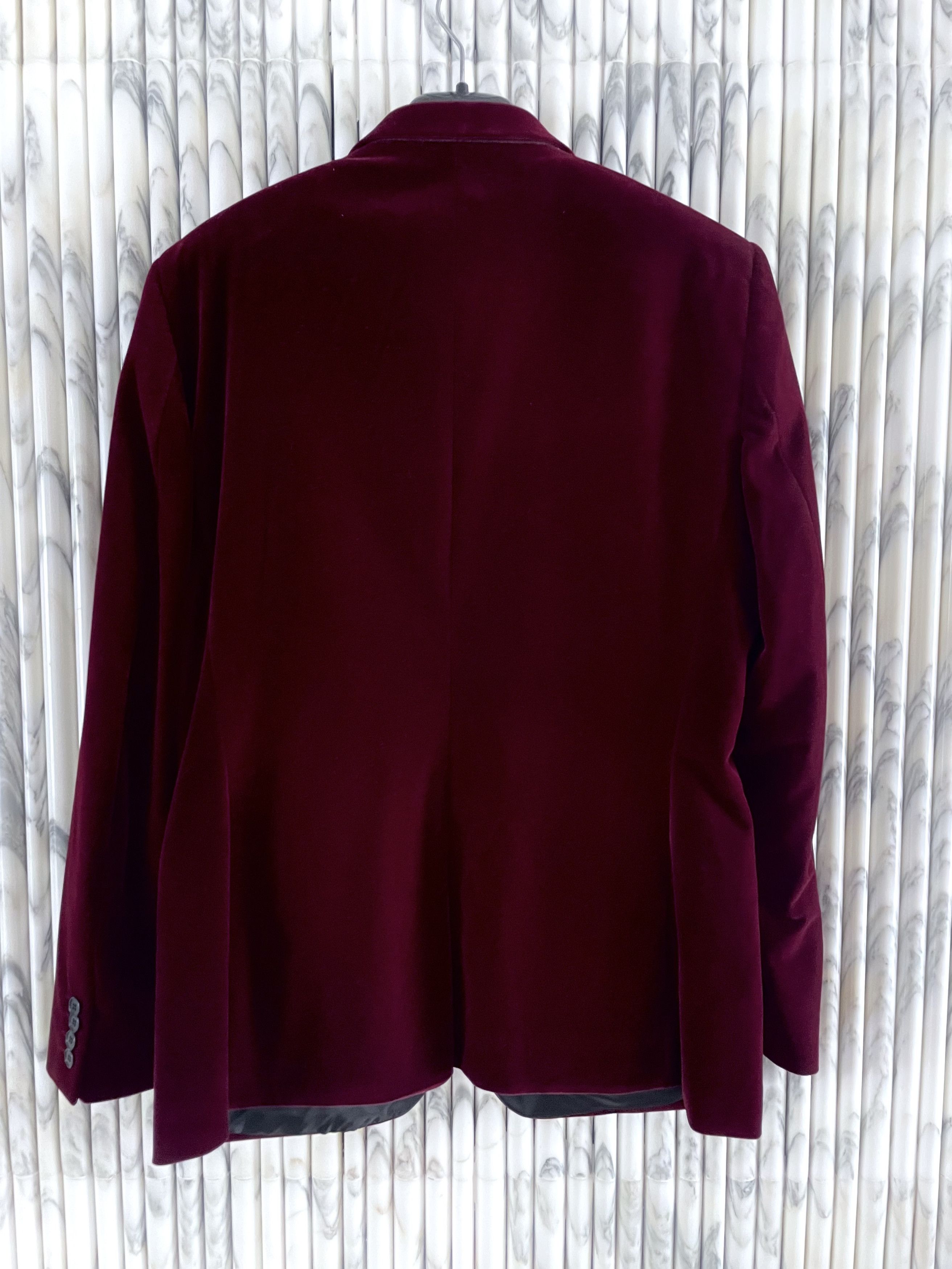 Vintage BORDEAUX RED VELVET LE SMOKING TUXEDO JACKET Size 48S - 5 Thumbnail