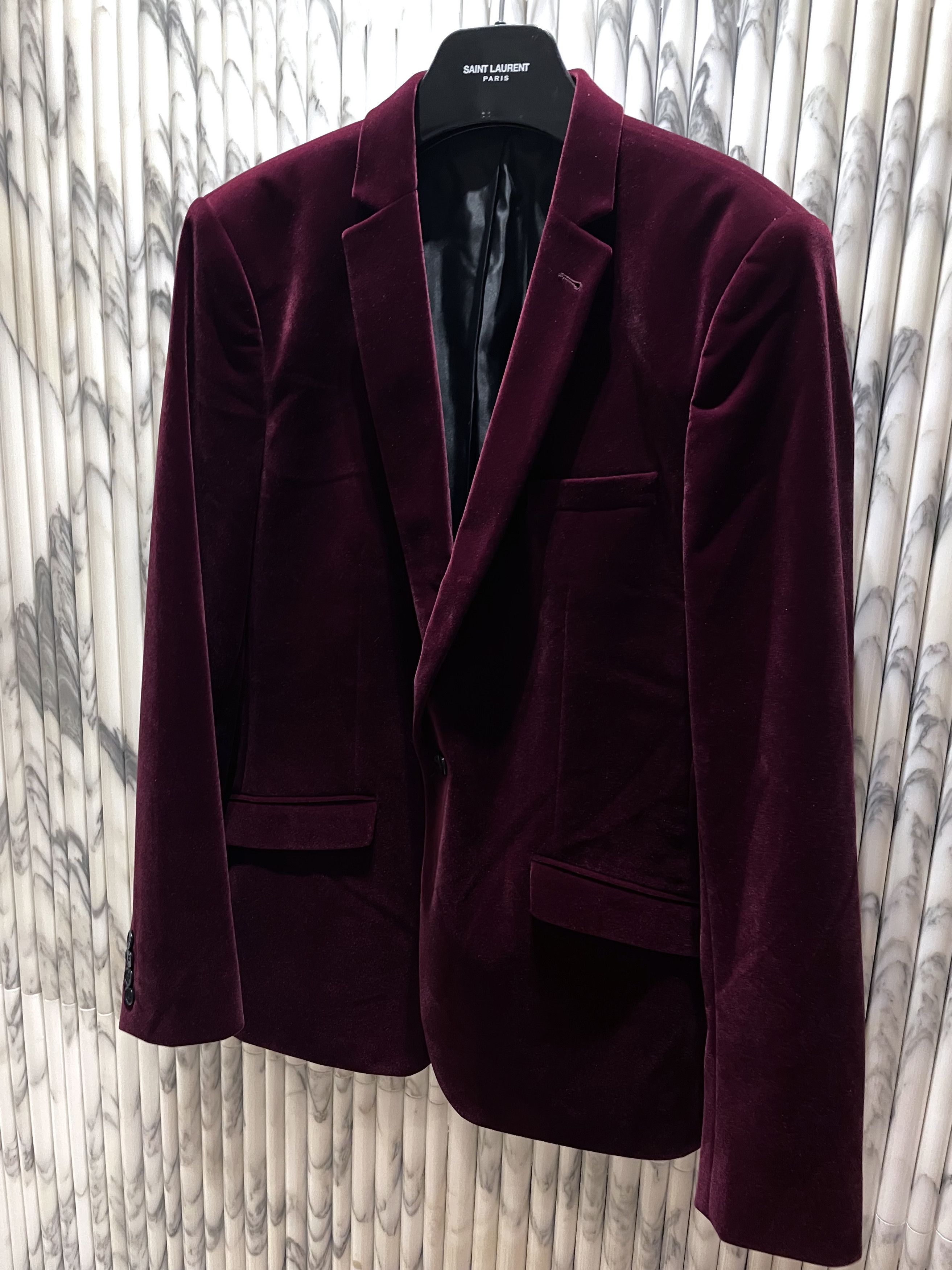Vintage BORDEAUX RED VELVET LE SMOKING TUXEDO JACKET Size 48S - 8 Thumbnail