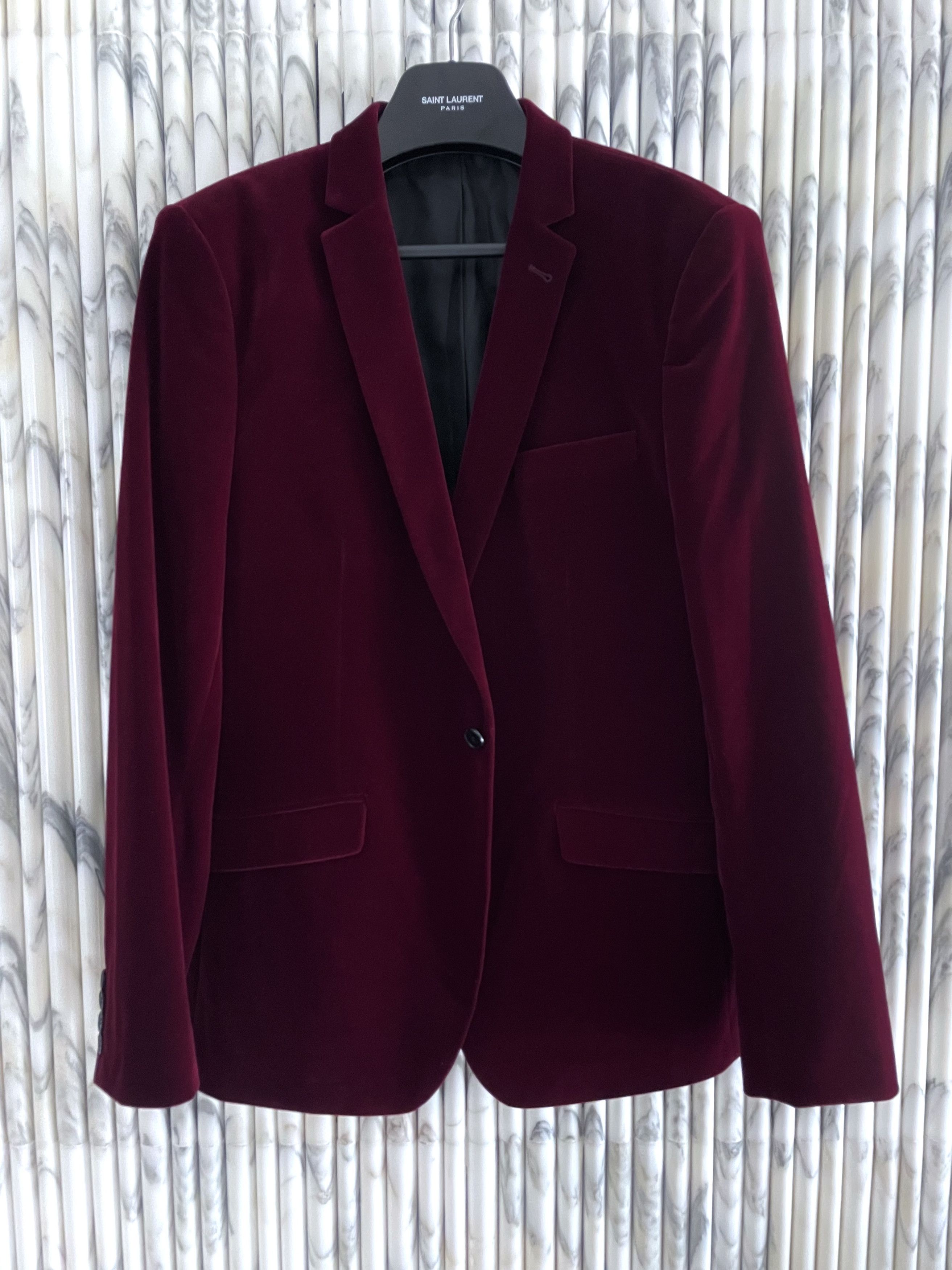 Vintage BORDEAUX RED VELVET LE SMOKING TUXEDO JACKET Size 48S - 1 Thumbnail