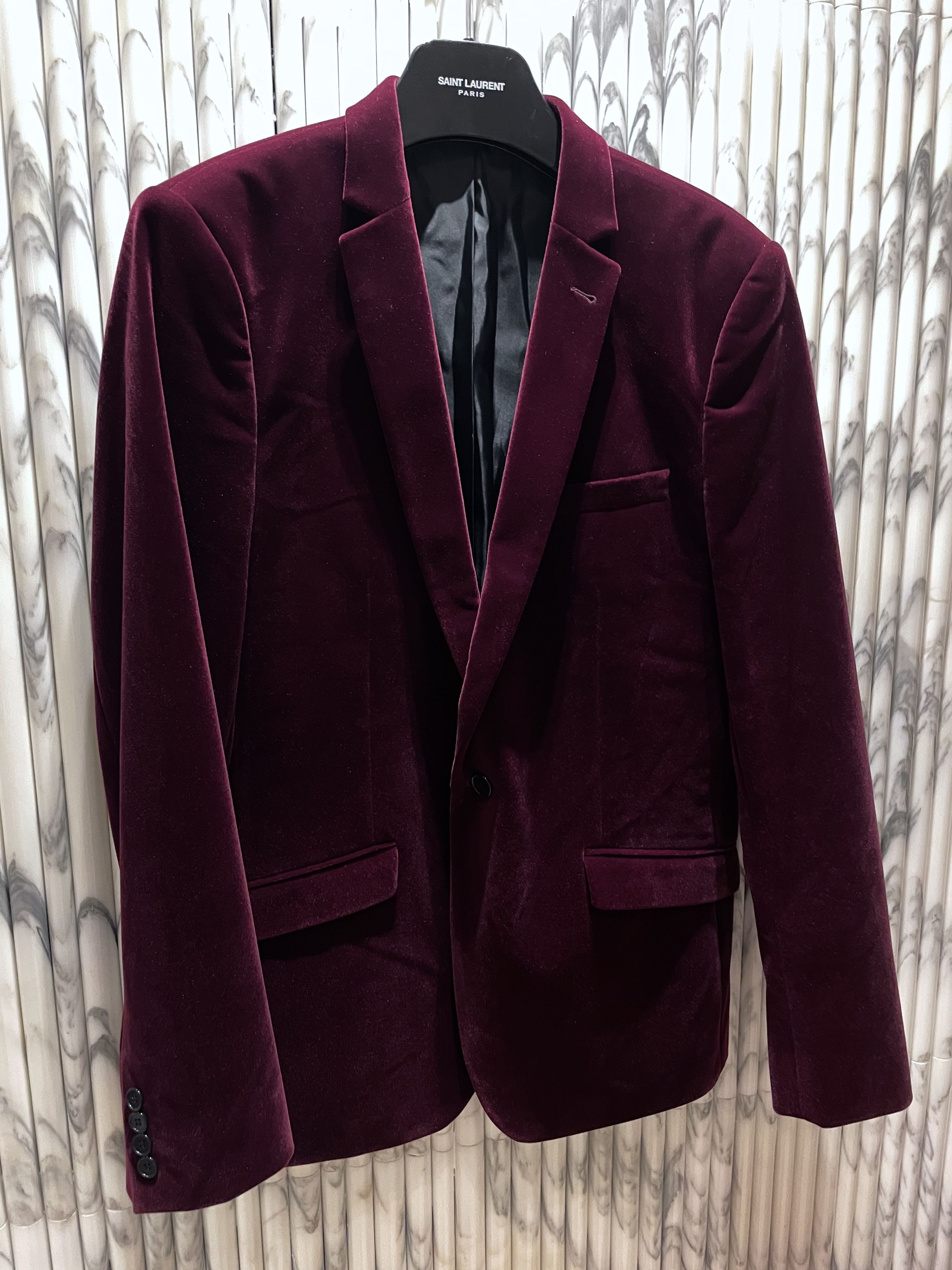 Vintage BORDEAUX RED VELVET LE SMOKING TUXEDO JACKET Size 48S - 7 Thumbnail