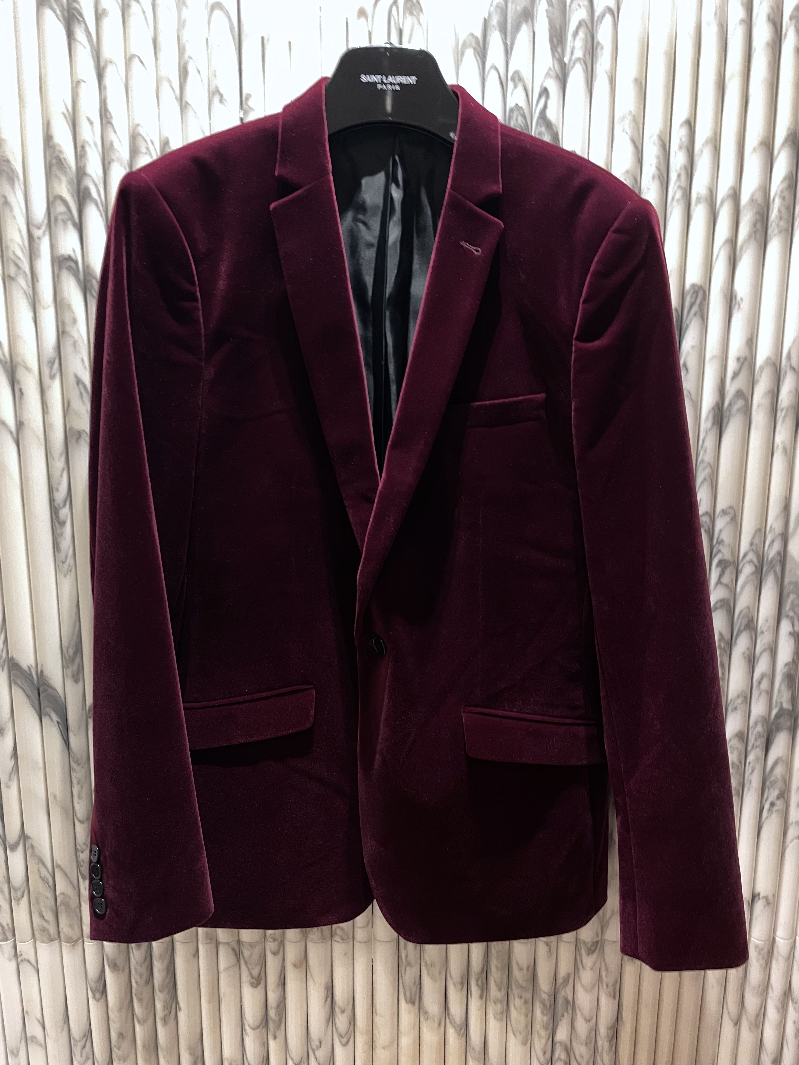 Vintage BORDEAUX RED VELVET LE SMOKING TUXEDO JACKET Size 48S - 6 Thumbnail