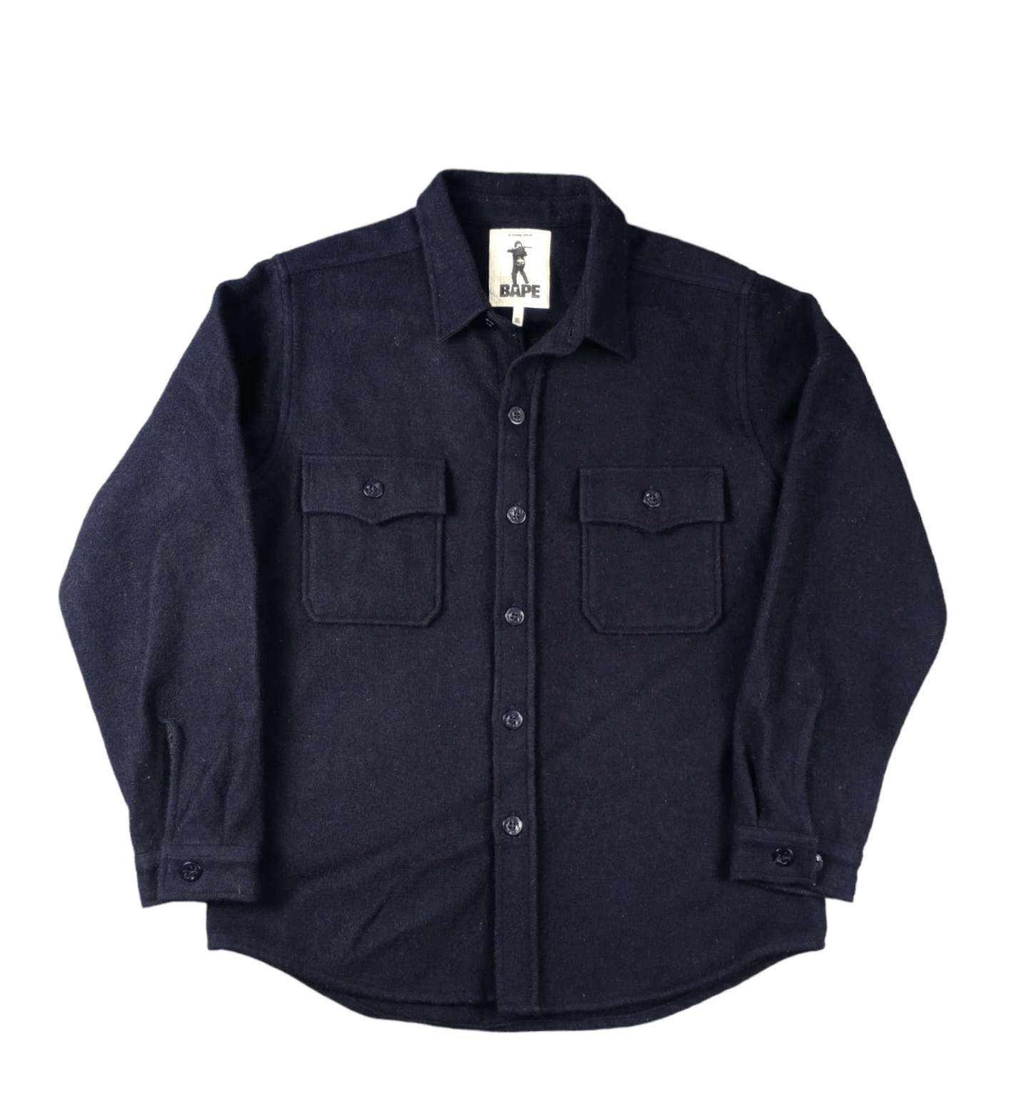 image of Bape x Vintage Wool Button Up Shirt in Black, Men's (Size XL)
