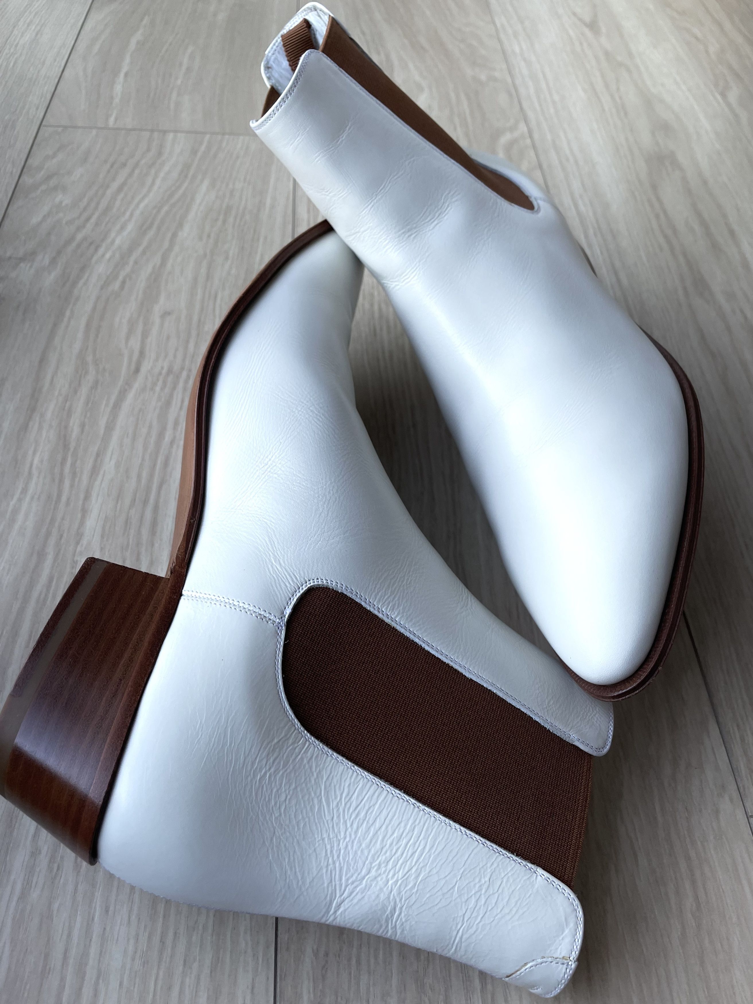 Celine × Hedi Slimane NEW SS20 PEARL WHITE JACNO CALFSKIN LEATHER BOOTS Size US 12 / EU 45 - 11 Thumbnail