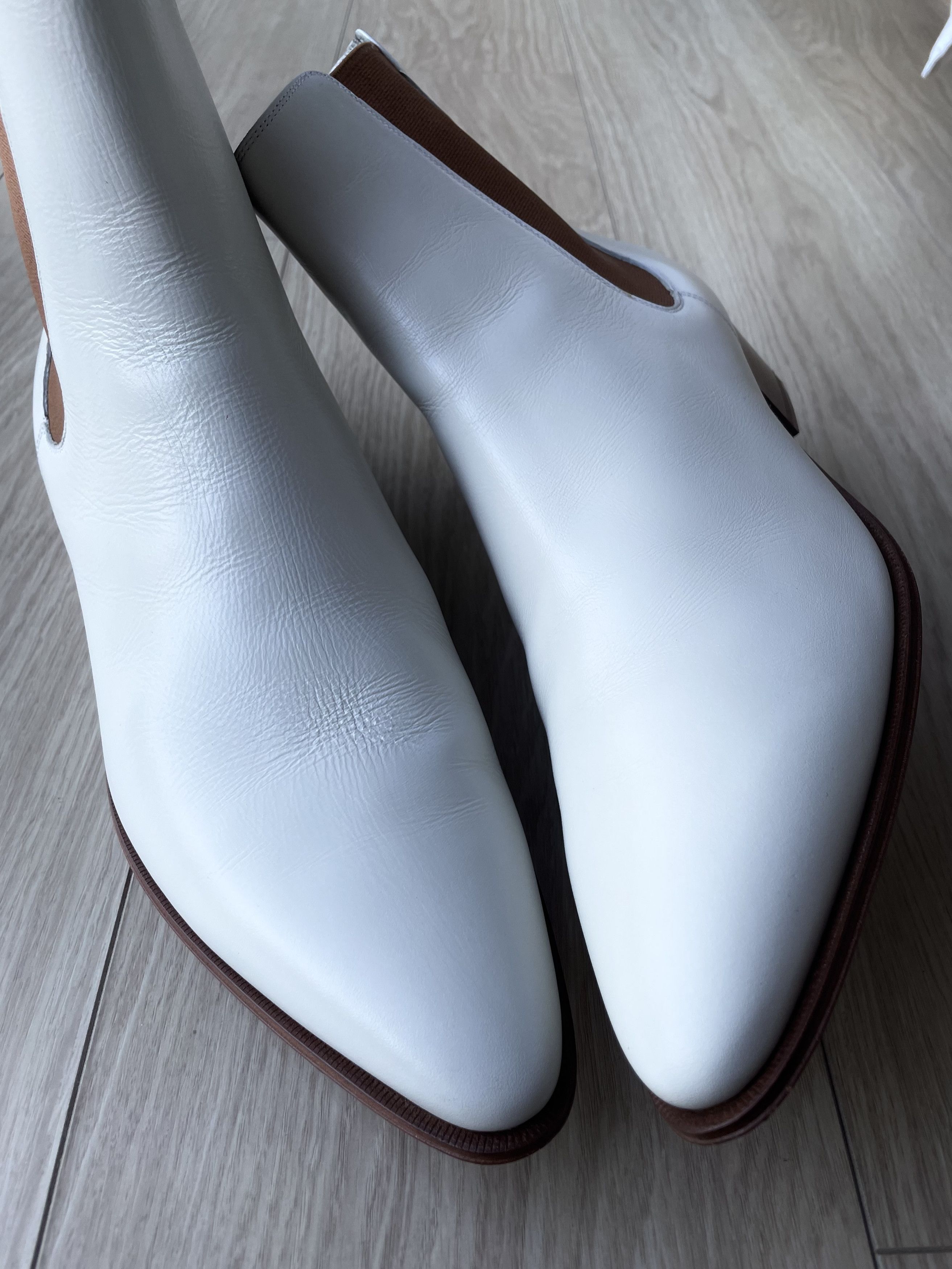 Celine × Hedi Slimane NEW SS20 PEARL WHITE JACNO CALFSKIN LEATHER BOOTS Size US 12 / EU 45 - 6 Thumbnail