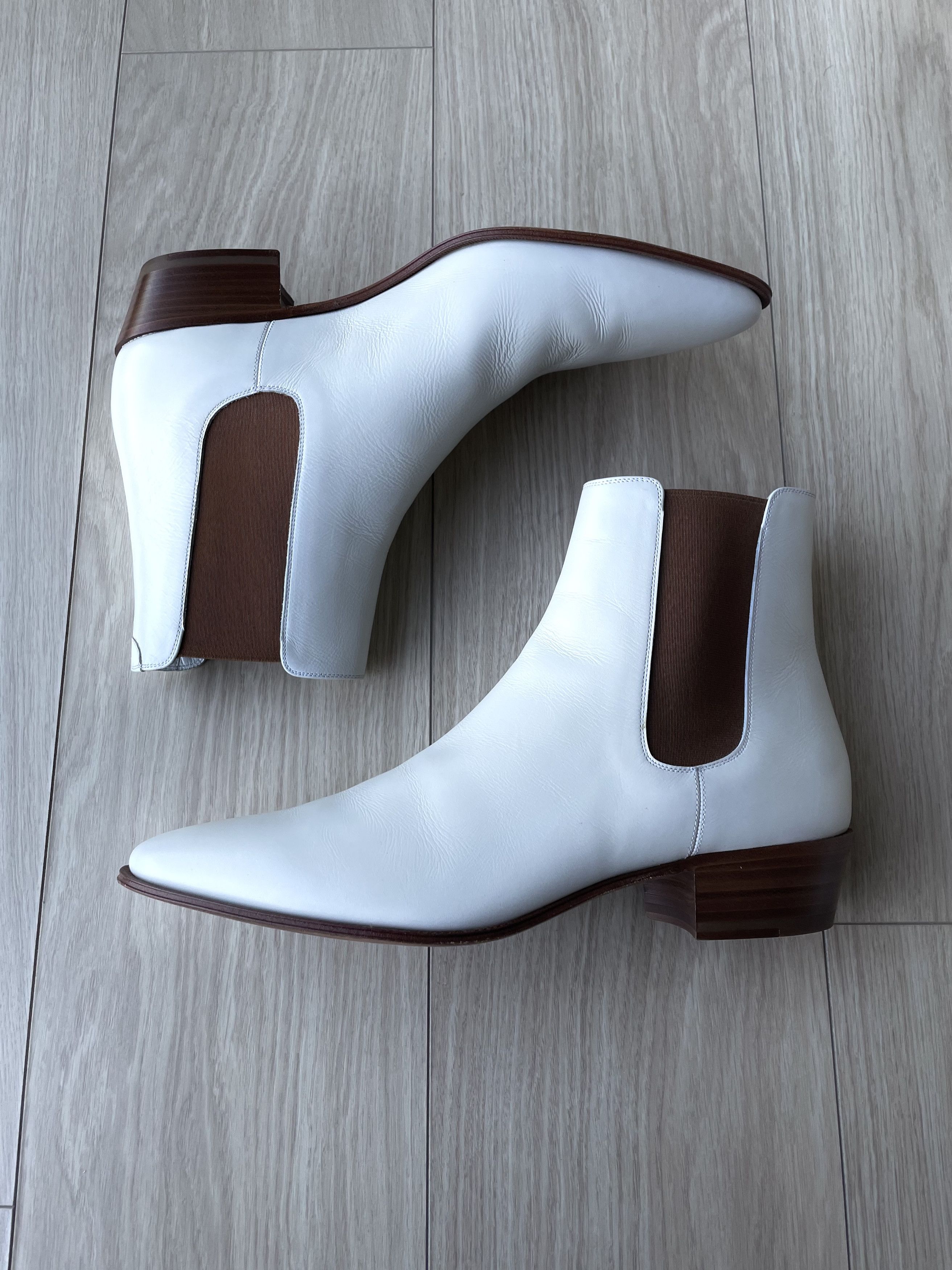 Celine × Hedi Slimane NEW SS20 PEARL WHITE JACNO CALFSKIN LEATHER BOOTS Size US 12 / EU 45 - 5 Thumbnail