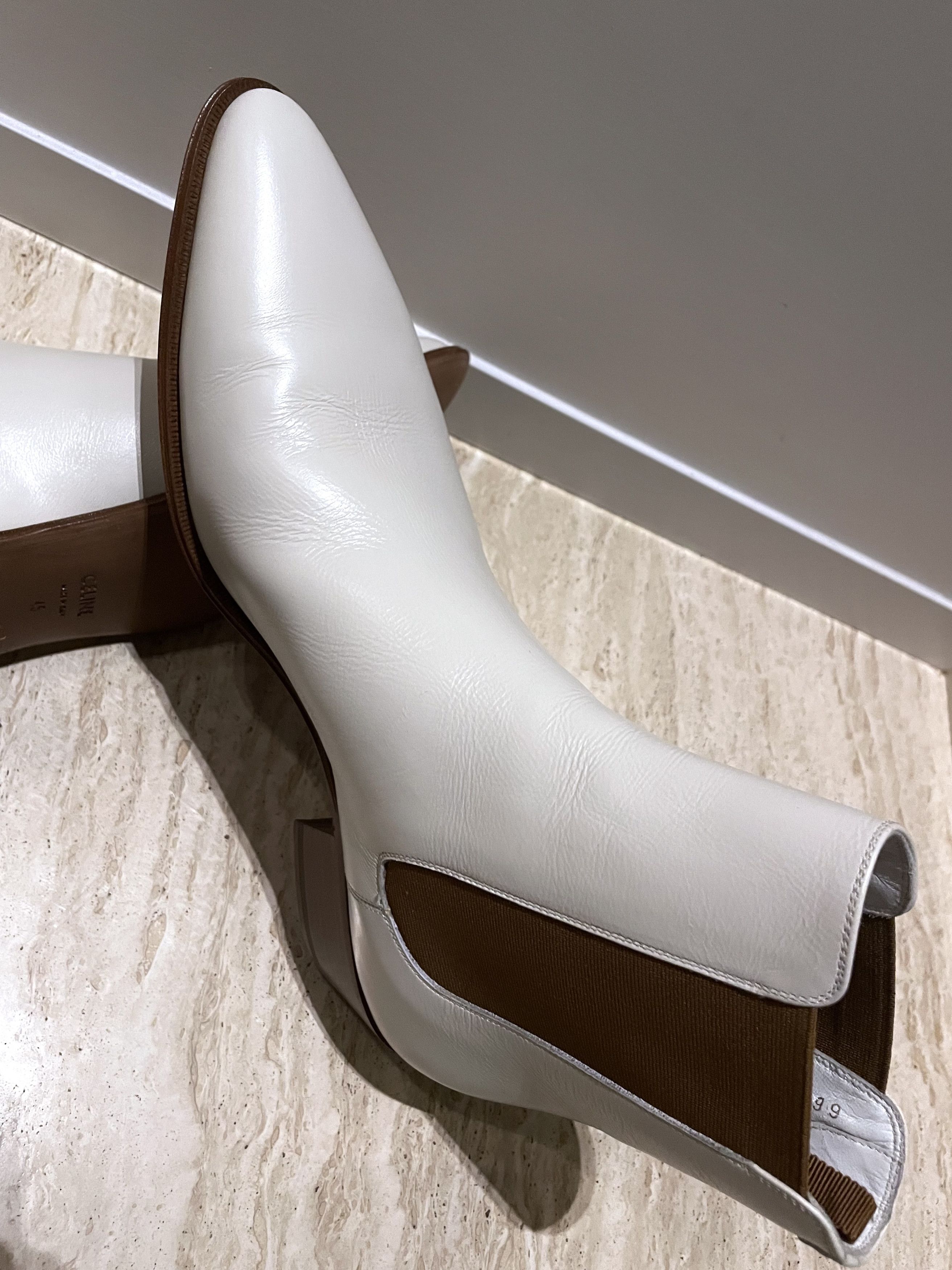 Celine × Hedi Slimane NEW SS20 PEARL WHITE JACNO CALFSKIN LEATHER BOOTS Size US 12 / EU 45 - 15 Thumbnail