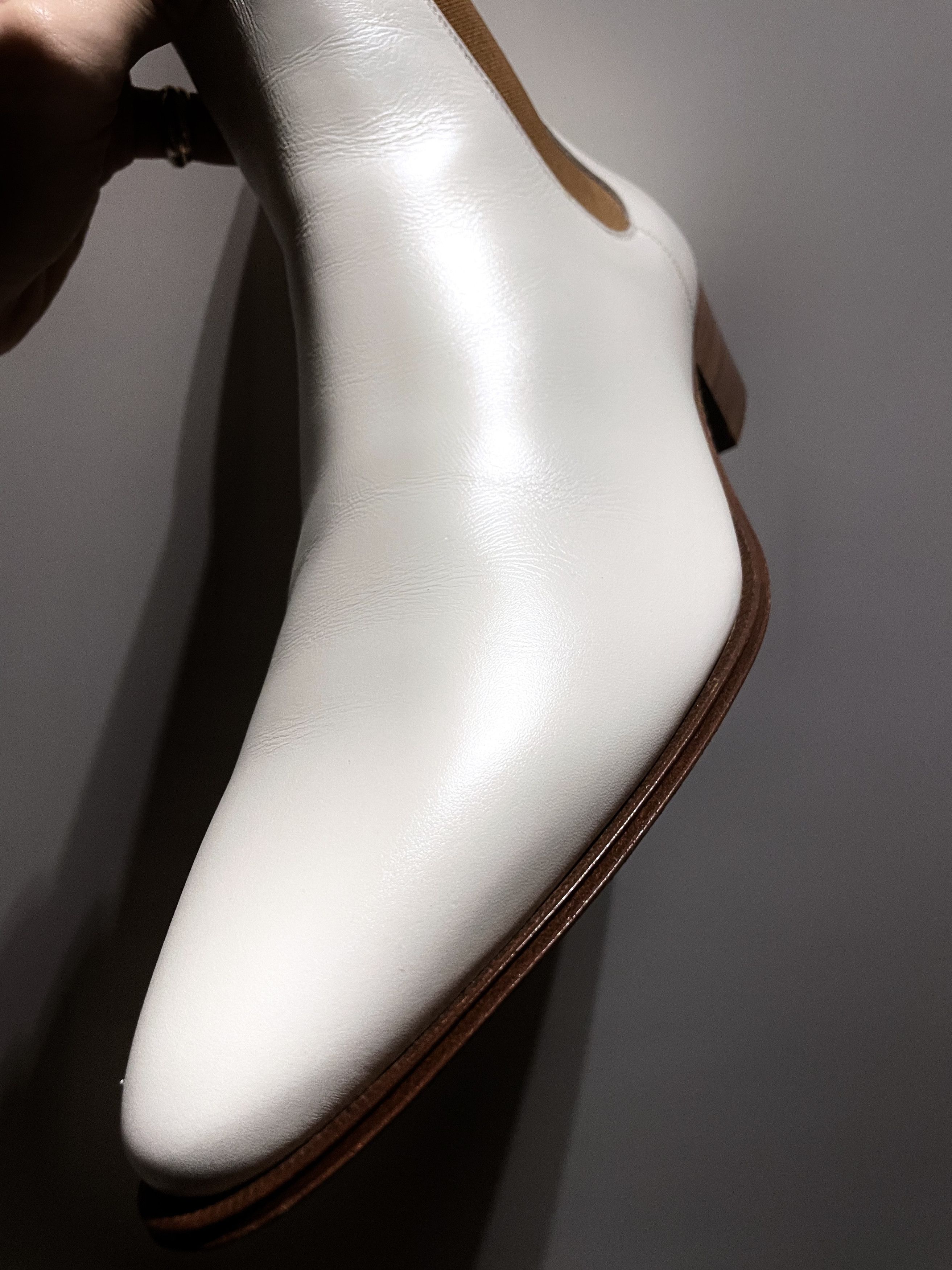 Celine × Hedi Slimane NEW SS20 PEARL WHITE JACNO CALFSKIN LEATHER BOOTS Size US 12 / EU 45 - 13 Thumbnail