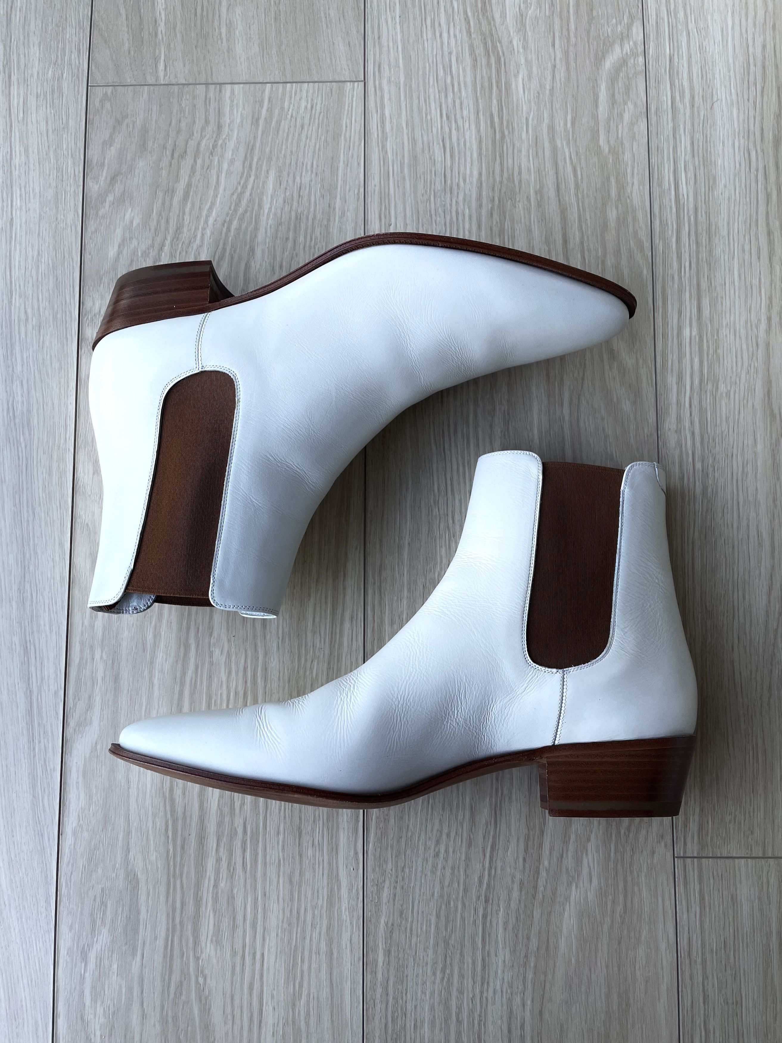 Celine × Hedi Slimane NEW SS20 PEARL WHITE JACNO CALFSKIN LEATHER BOOTS Size US 12 / EU 45 - 3 Thumbnail