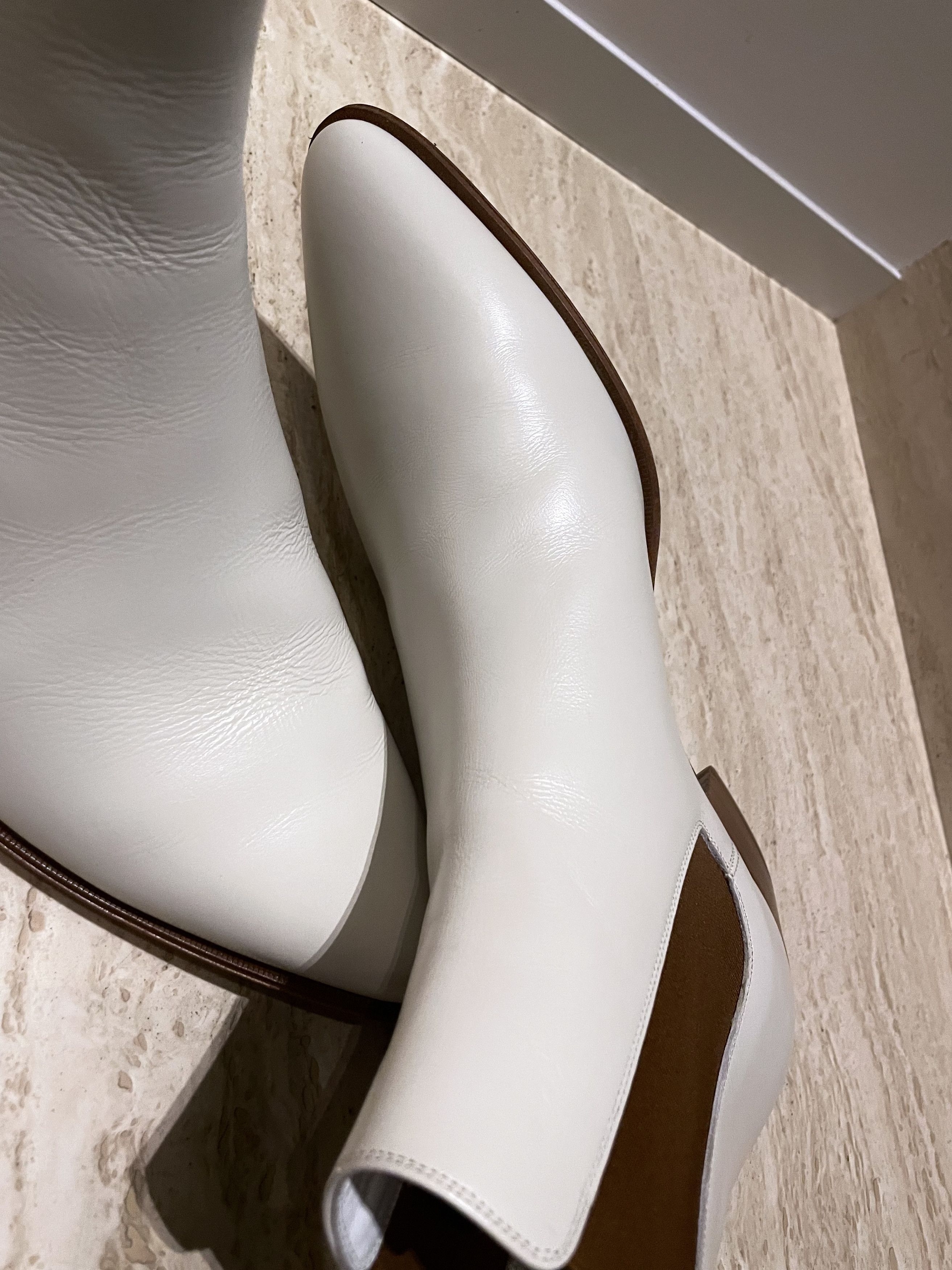 Celine × Hedi Slimane NEW SS20 PEARL WHITE JACNO CALFSKIN LEATHER BOOTS Size US 12 / EU 45 - 14 Thumbnail