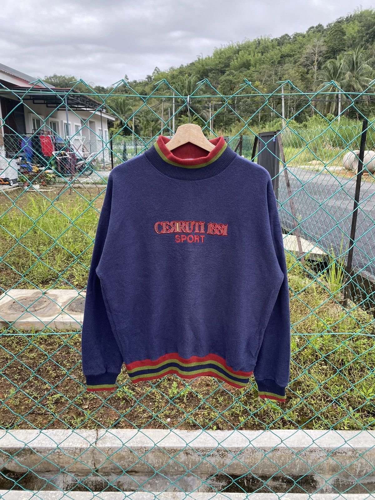 Cerruti 1881 Sport Woven Spellout Mock Neck Sweater