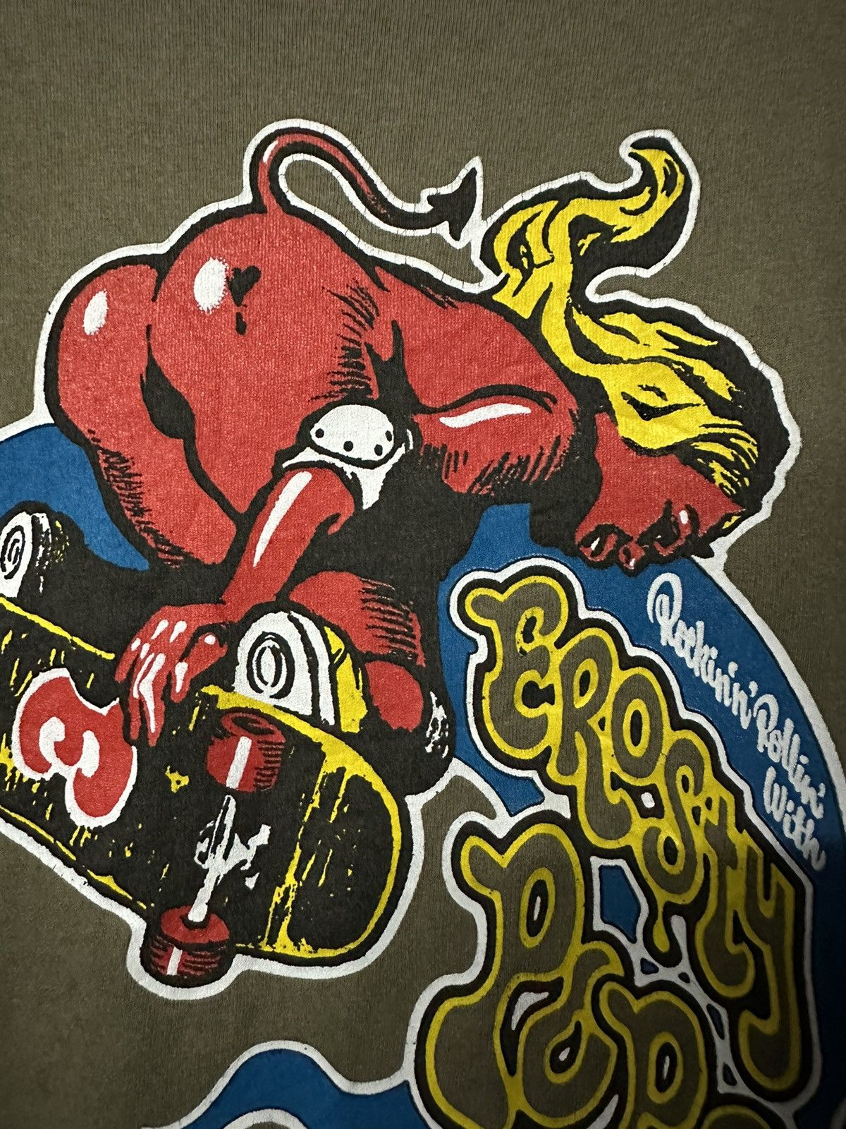 Hook-Ups × Vintage Vintage 90s Erosty Pop Rockin Jelly Bean Skateboard Faded T Size US L / EU 52-54 / 3 - 4 Thumbnail