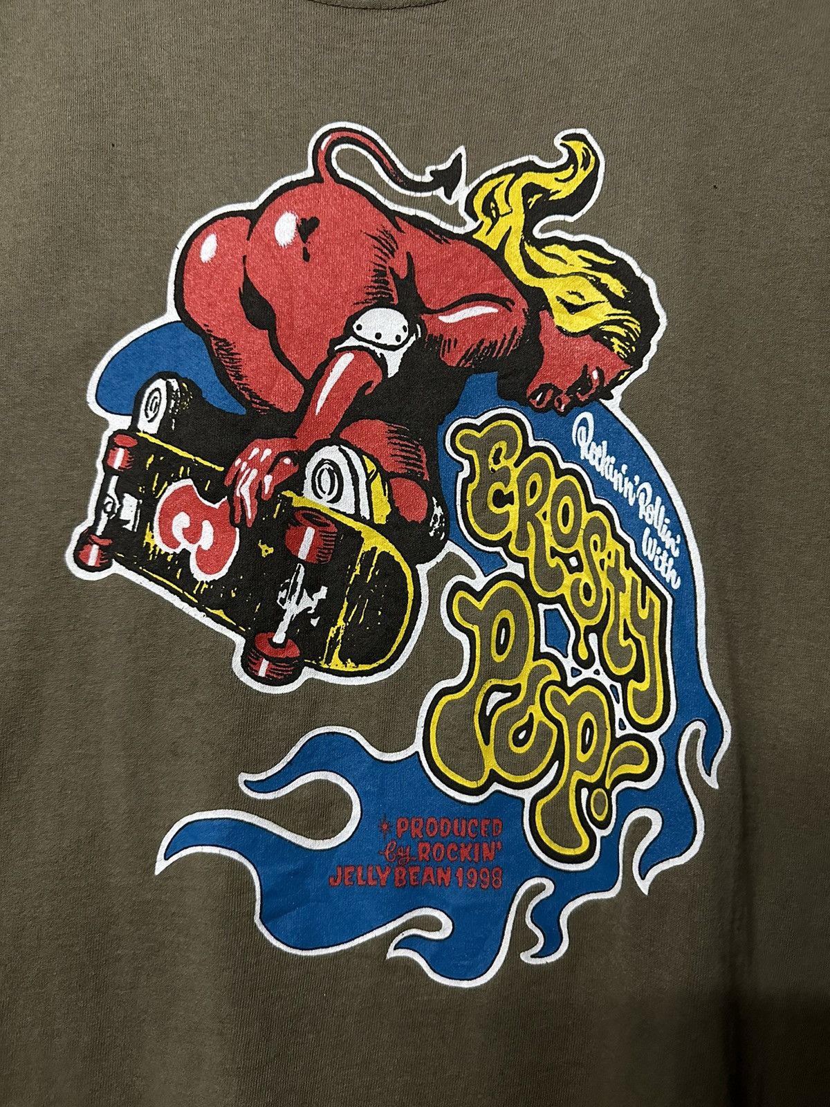 Hook-Ups × Vintage Vintage 90s Erosty Pop Rockin Jelly Bean Skateboard Faded T Size US L / EU 52-54 / 3 - 2 Thumbnail