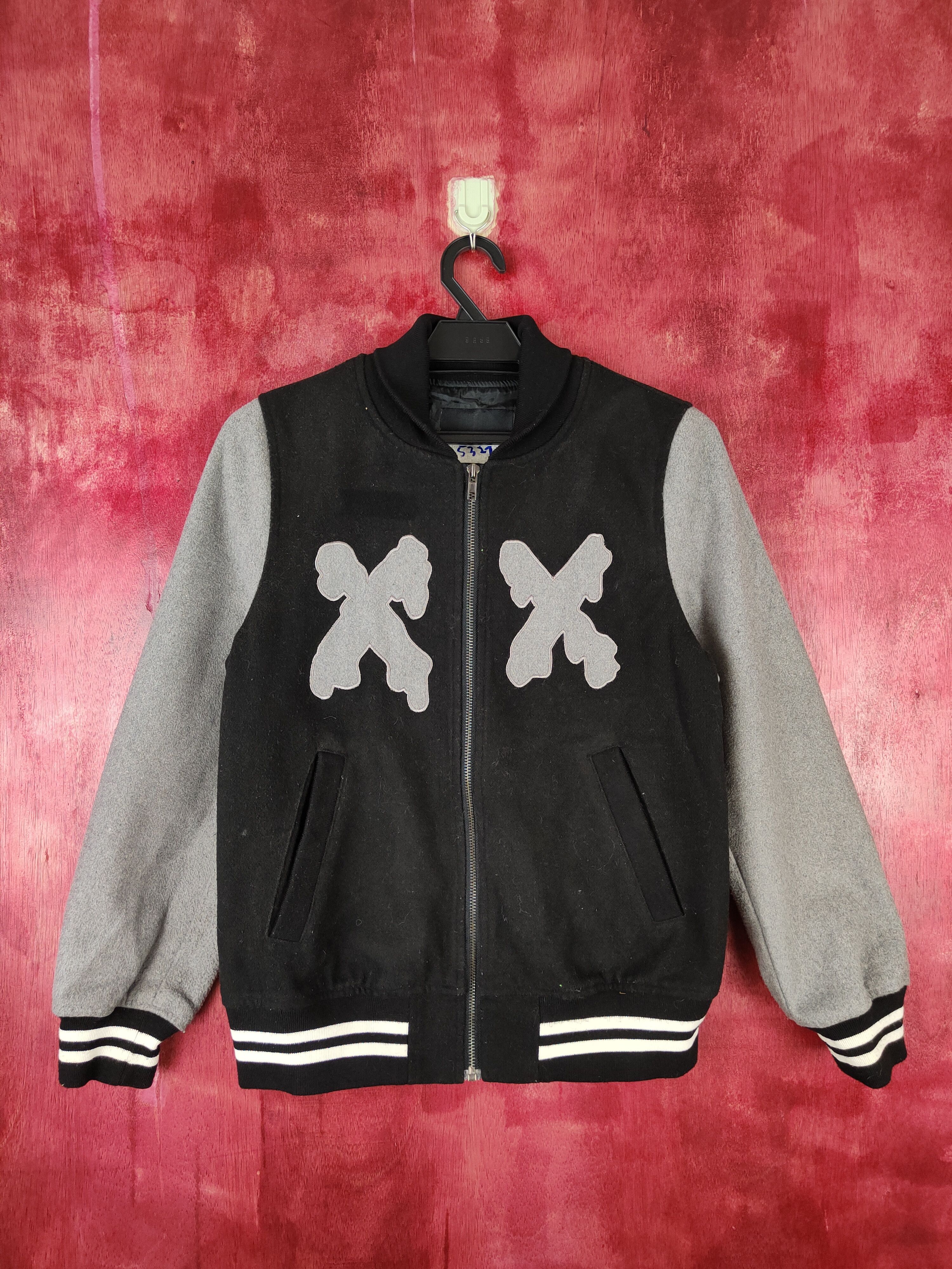 image of World Wide Love! Gray Black Varsity Sweater 5327 in Gray/Black, Women's (Size Medium)